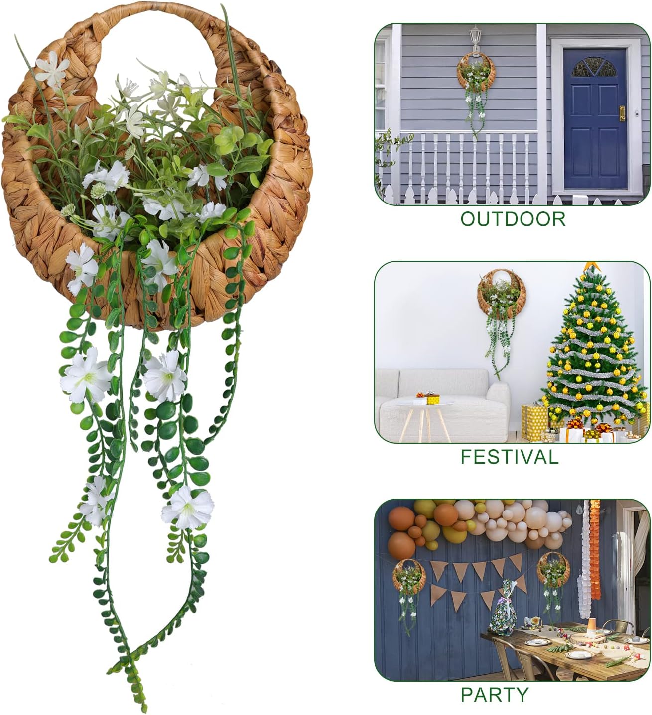 Artificial Handing Plants / Green / 22 Inch
