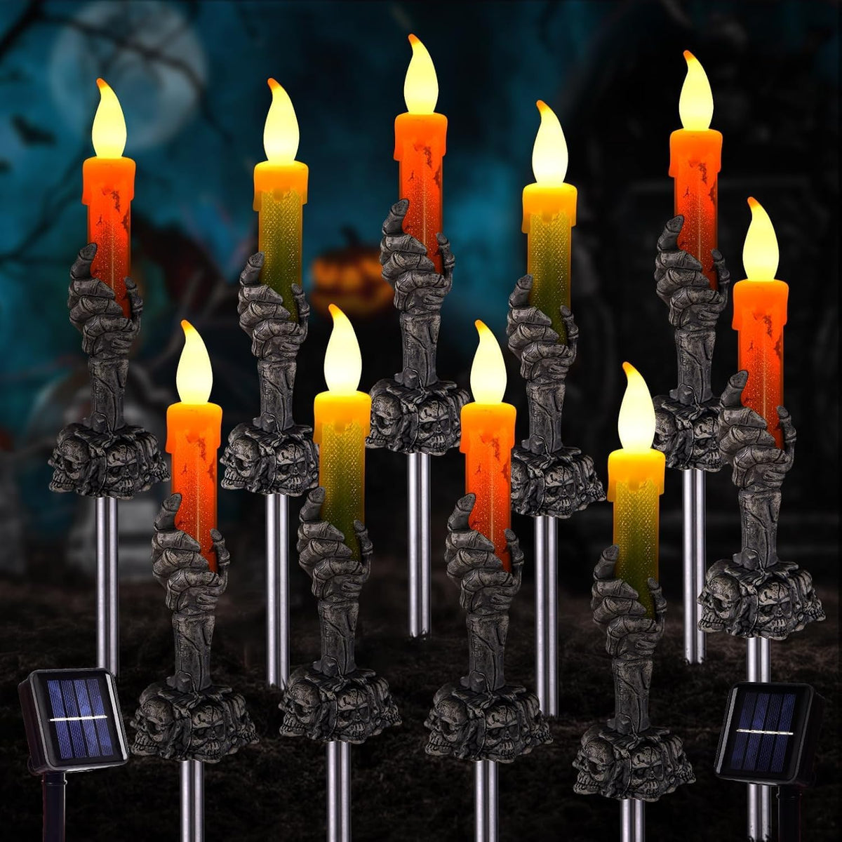 Halloween Decorations Outdoor, Solar Pathway Lights, 10 Pack