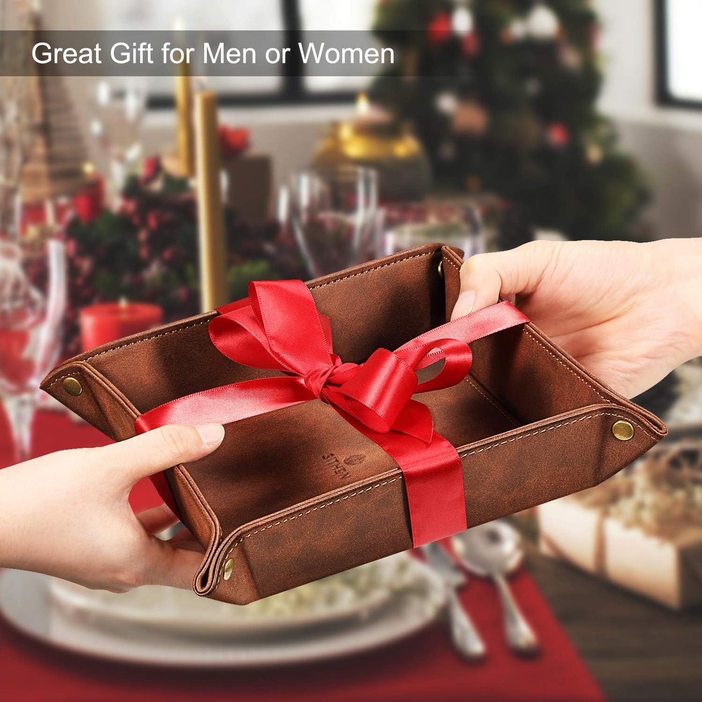 Valet Tray Desktop Storage Organizer / Brown
