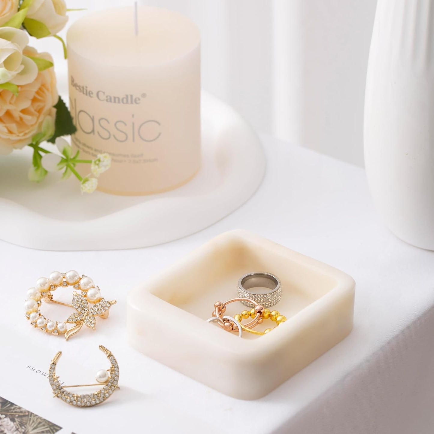 Marble Ring Holder for Women / Natural
