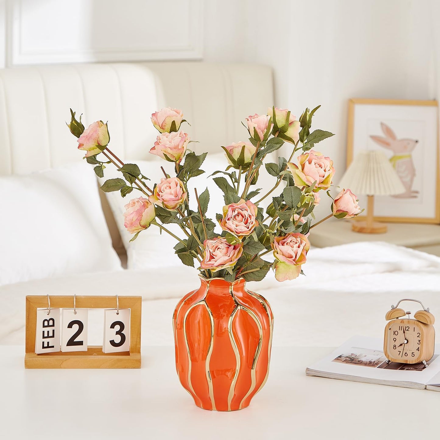 Decorative Ceramic Flower Vase / Orange-pomegranate-shaped