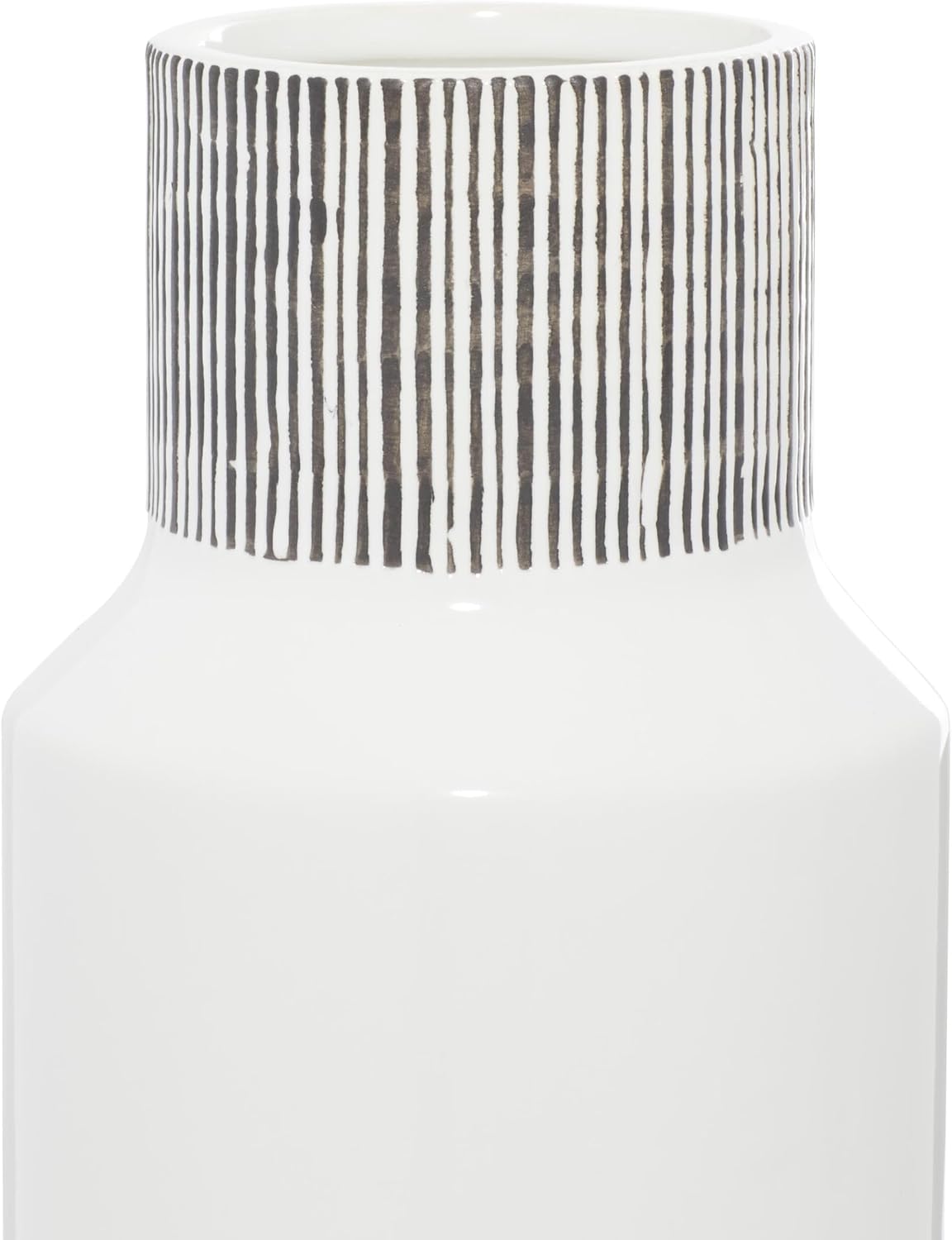 Ceramic Vase / White / Grey / 6 x 6 x 22