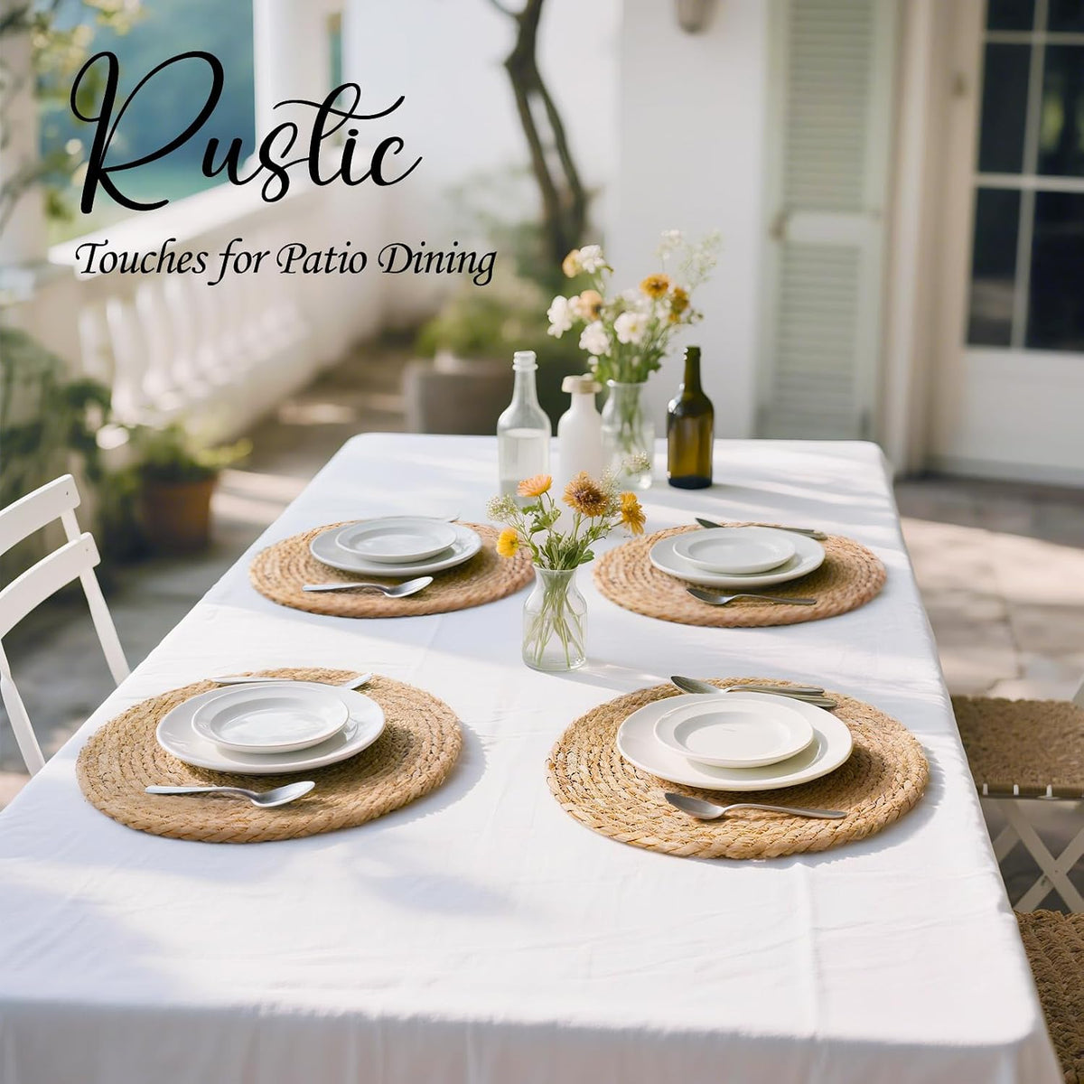 13 Inch Placemats Set of 24, Boho Round Woven Place Mats for Dining Table Decor, Rustic Jute Chargers for Dinner