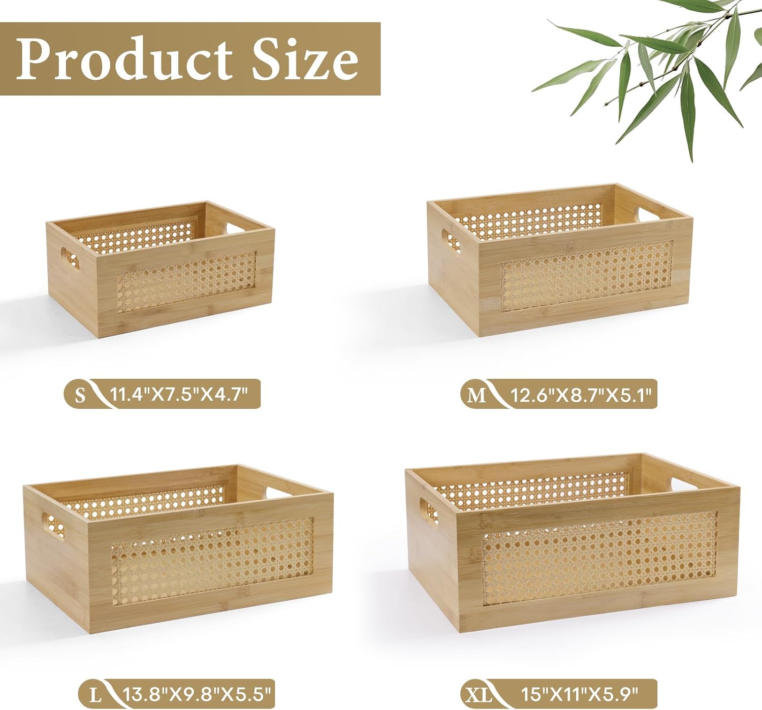 Rattan Storage Basket / Natural Tan / Set of 4
