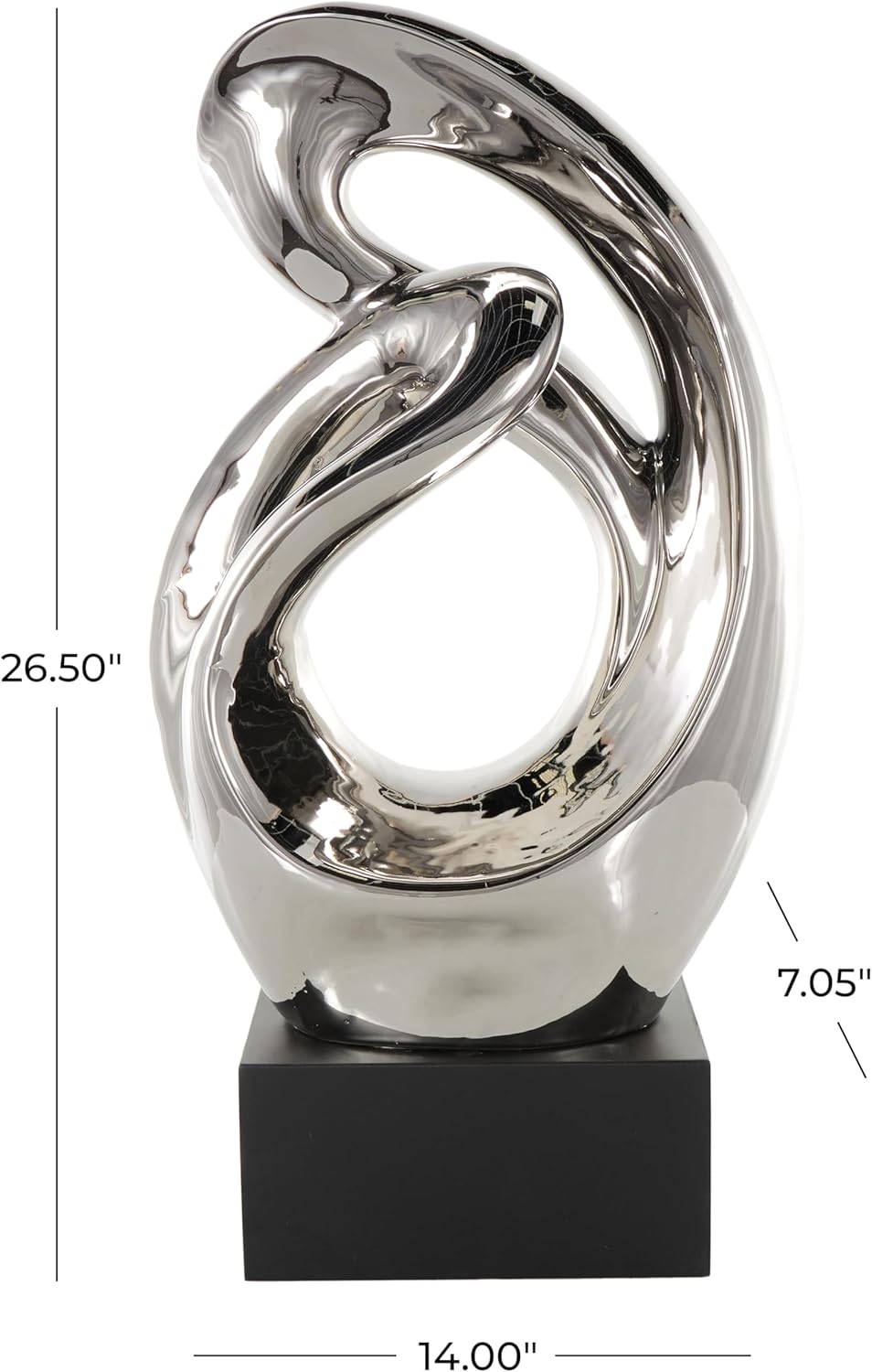 Ceramic Abstract Decorative Sculpture Home Decor Statue / Silver / 14 x 7 x 27