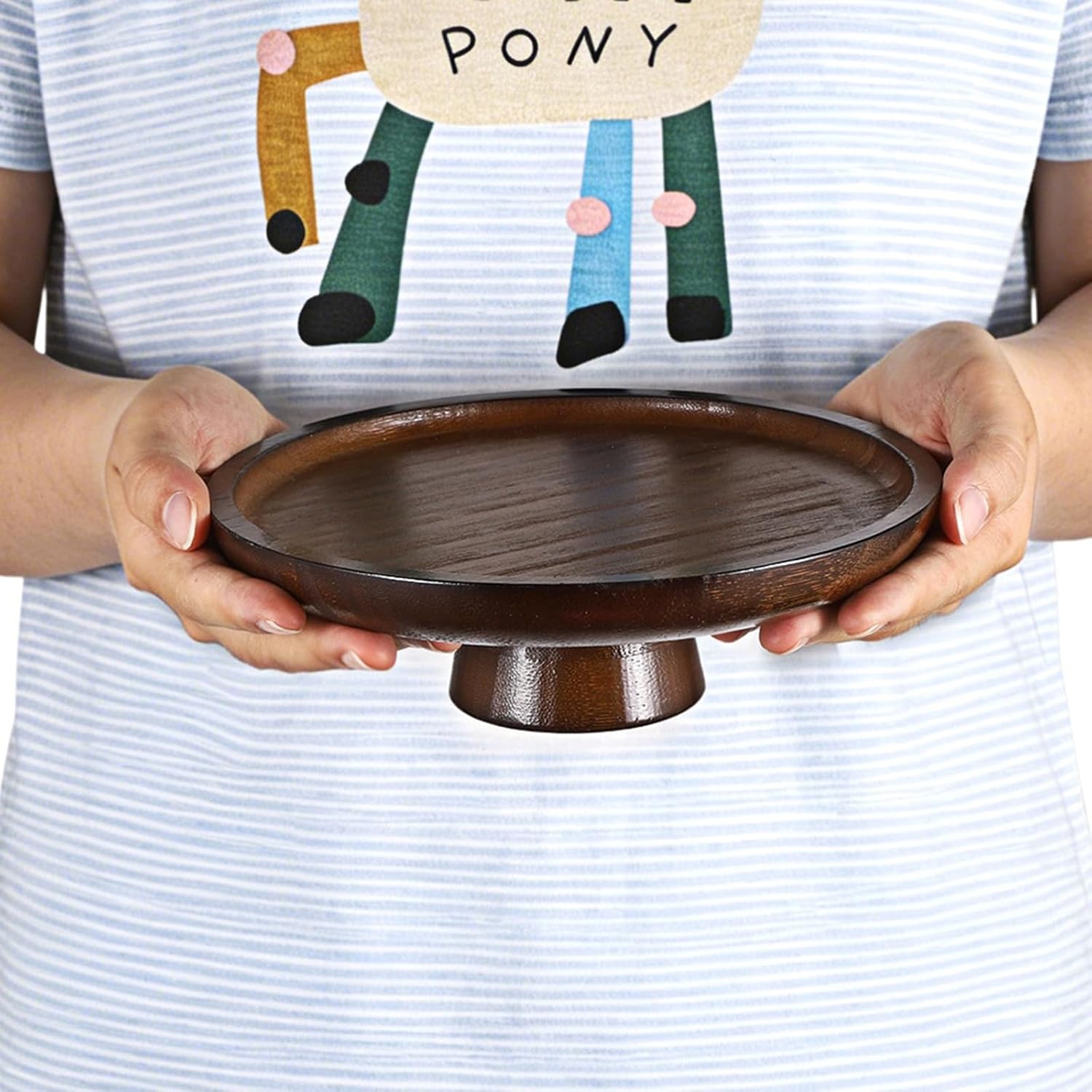 Wooden Key Bowl for Entryway Table Small Key Dish Pedestal Bowl for Fruit Candy / 7.9 Inches / Brown