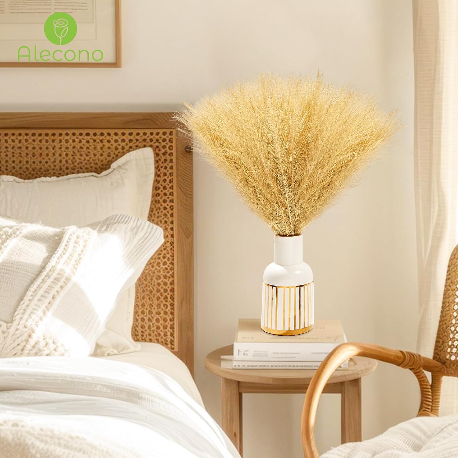 Faux Pampas Grass Decor / Golden / Gold / 17 Inch / Set of 30