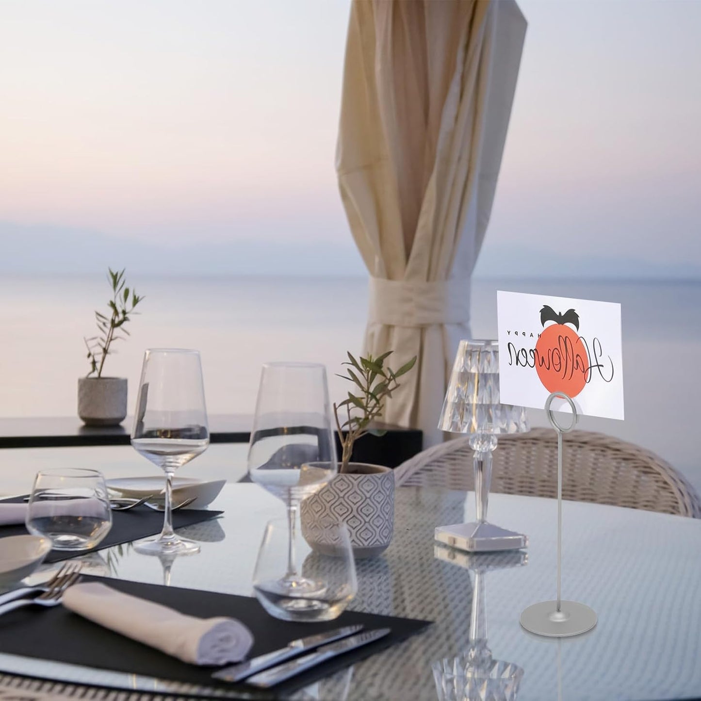 Urban Deco 16 Pieces Table Card Holder 8 inches Table Number Holders Place Steel Card Holders for Photos, Food Signs