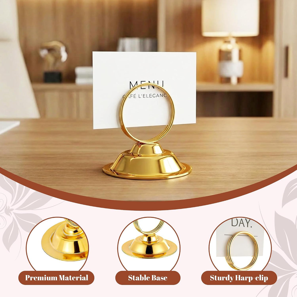 ERYTLLY 16 PK Place Card Holders Table Card Holder Steel Card Holders for Weddings,Birthdays,Photos, Memo Notes