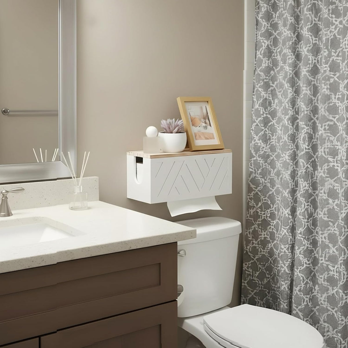 Paper Towel Dispenser Wall Mount Paper Towel Holder with Lid Solid Wood Commercial C-Fold, Z-Fold Hand Papers Towels