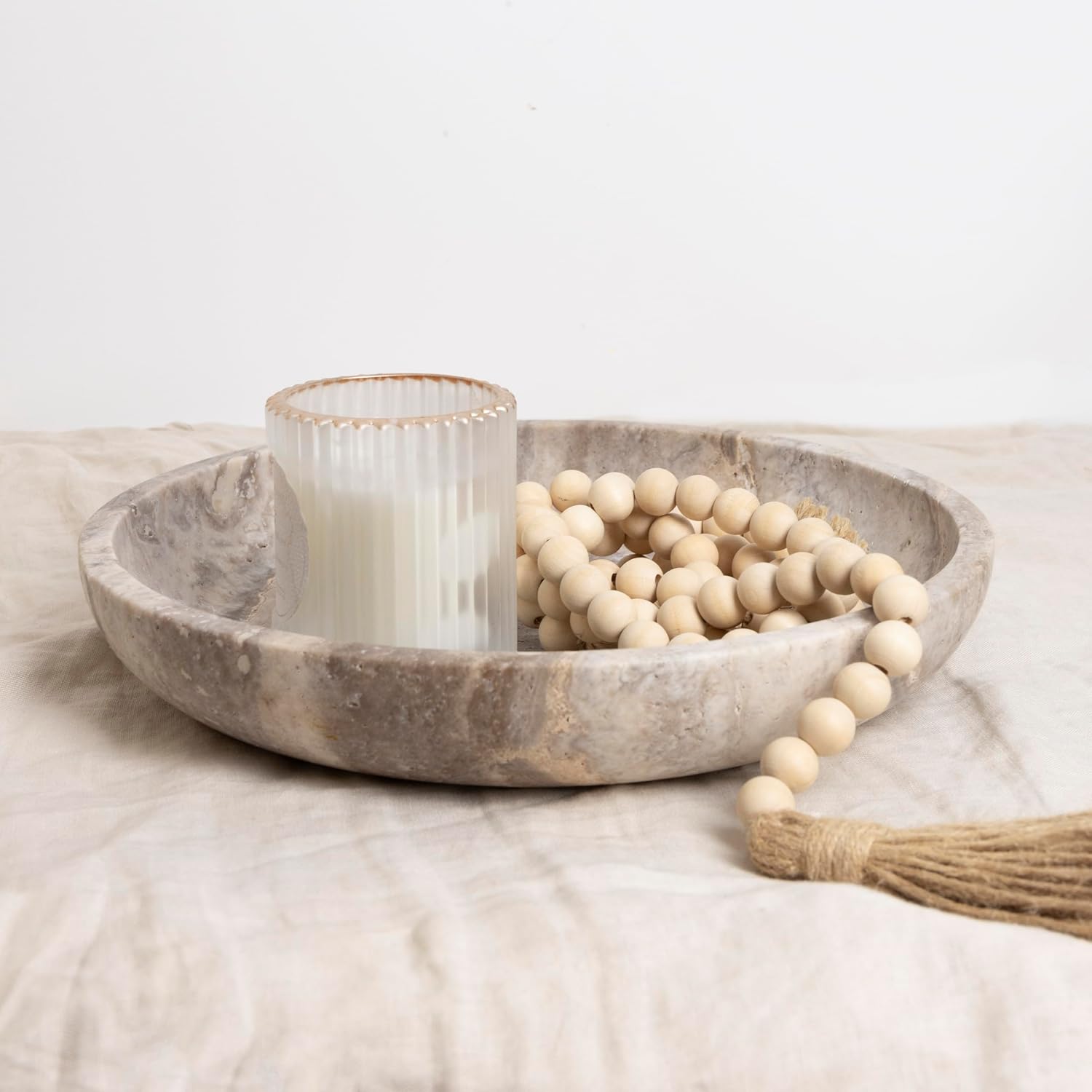 Travertine Decorative Bowls / Silver-grey