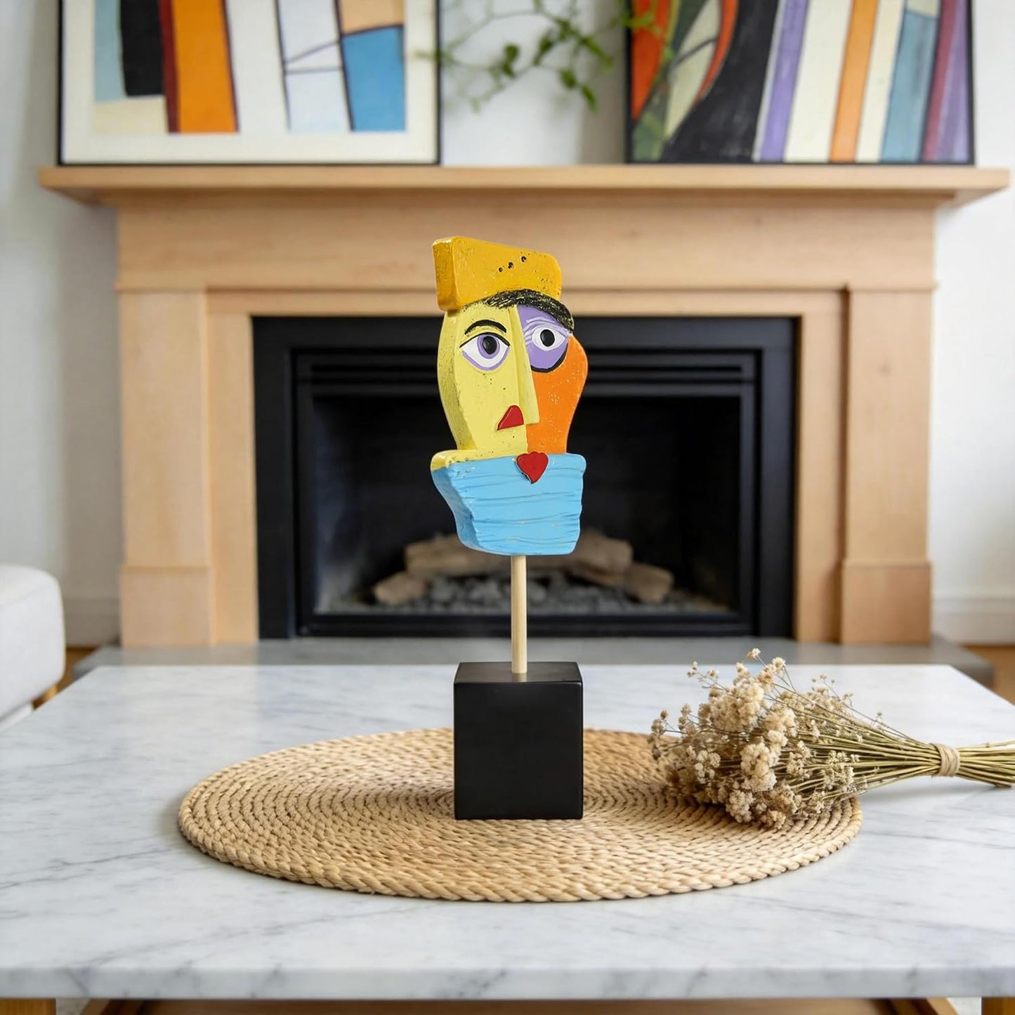 Handcrafted Statues Resin Abstract Sculpture / Yellow