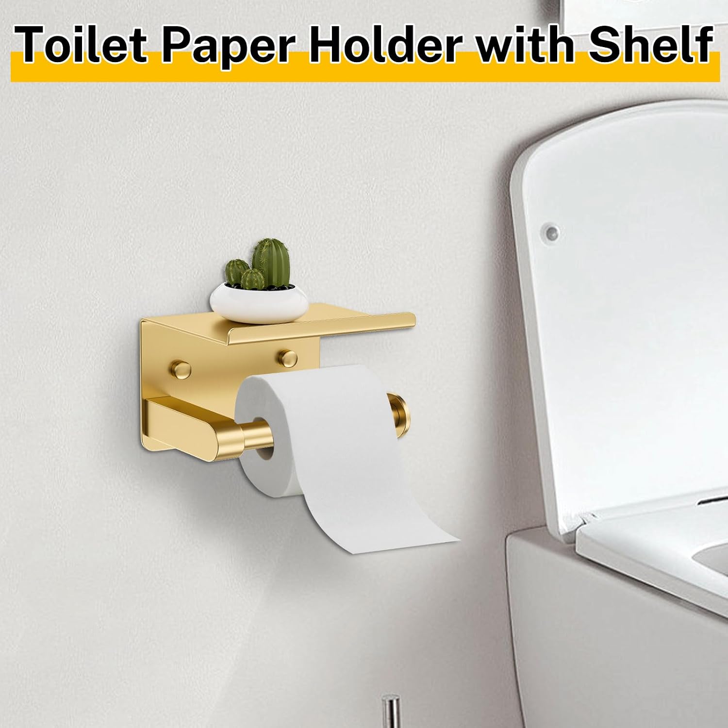 Brushed Gold Bathroom Hardware Set 5 Pieces Towel Bar Set Round Towel Holder Set for Bathroom,Upgraded Toilet Paper