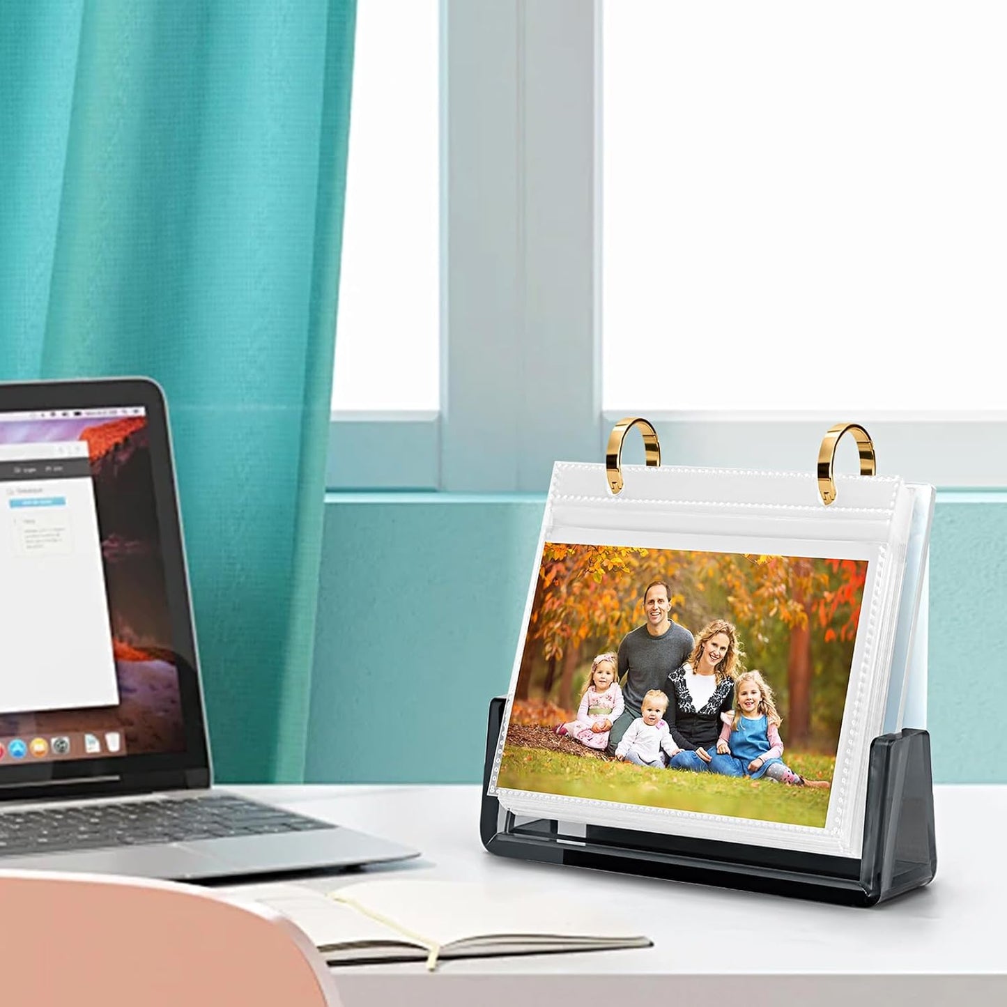 Desktop Flip Photo Album on Stand Acrylic Picture Frame Holds 60 Pictures / 4 x 6 / Black