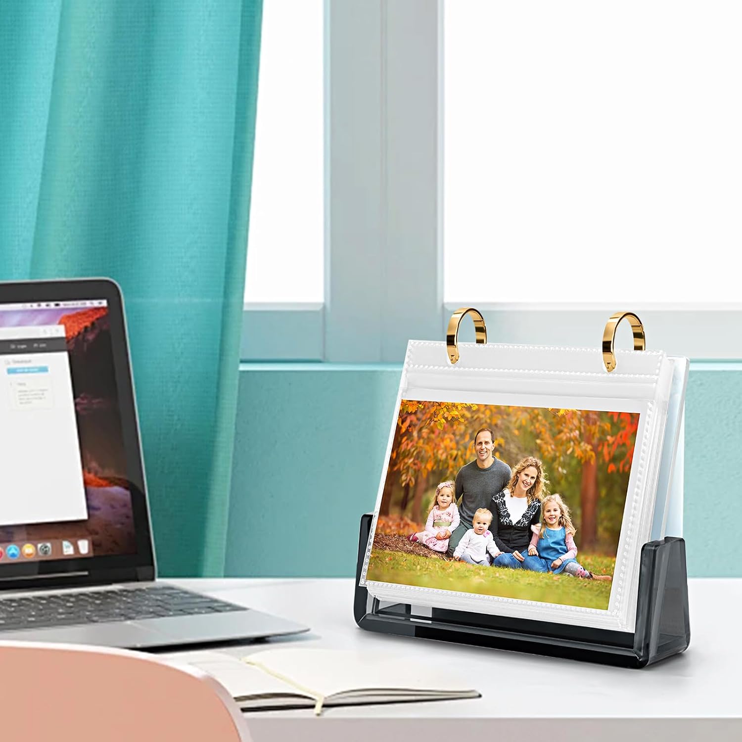 Desktop Flip Photo Album on Stand Acrylic Picture Frame Holds 60 Pictures / 4 x 6 / Black