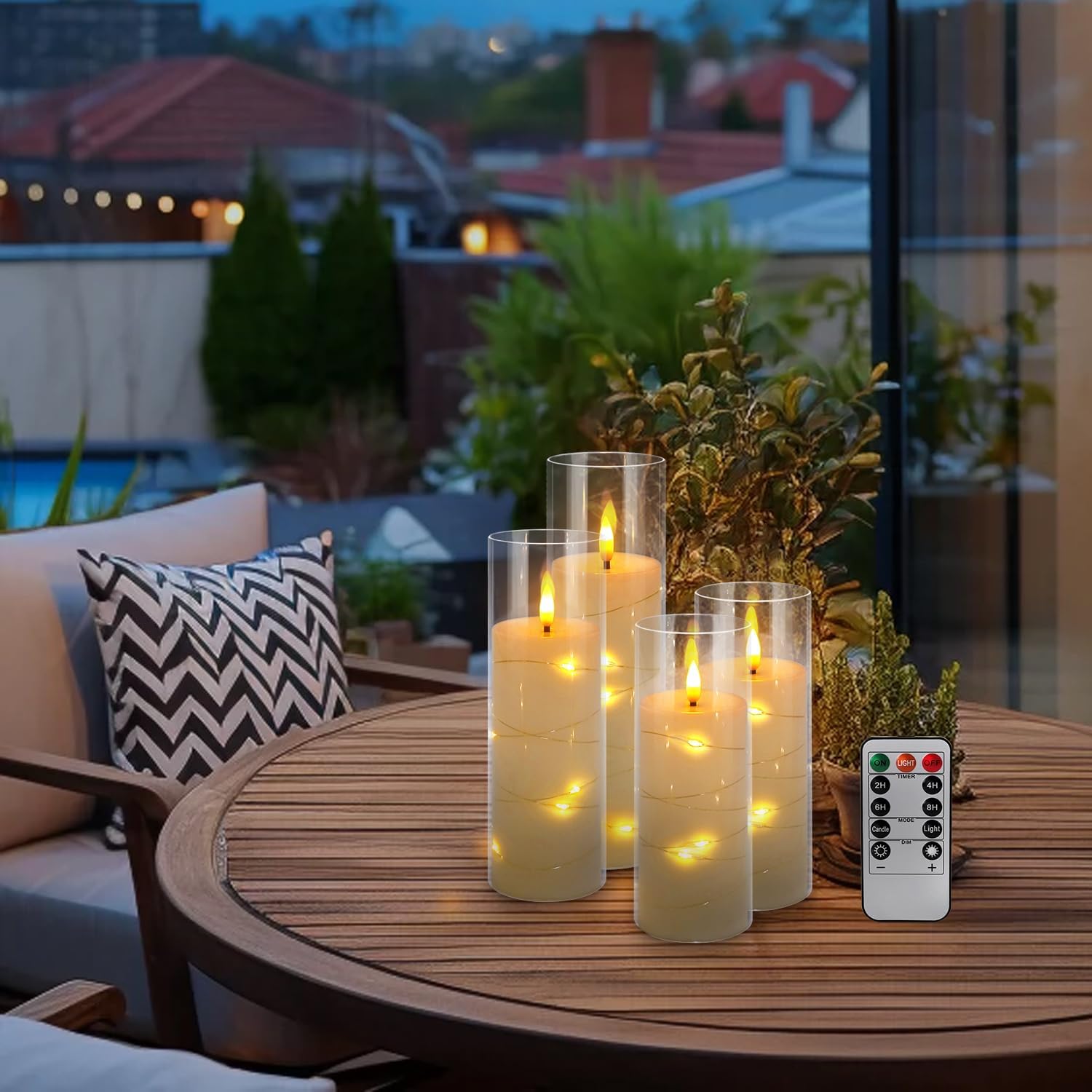 YOROXRG Flickering Flameless Candles Battery Operated with Remote,Led Pillar Candles with Realistic Moving Wick Candles