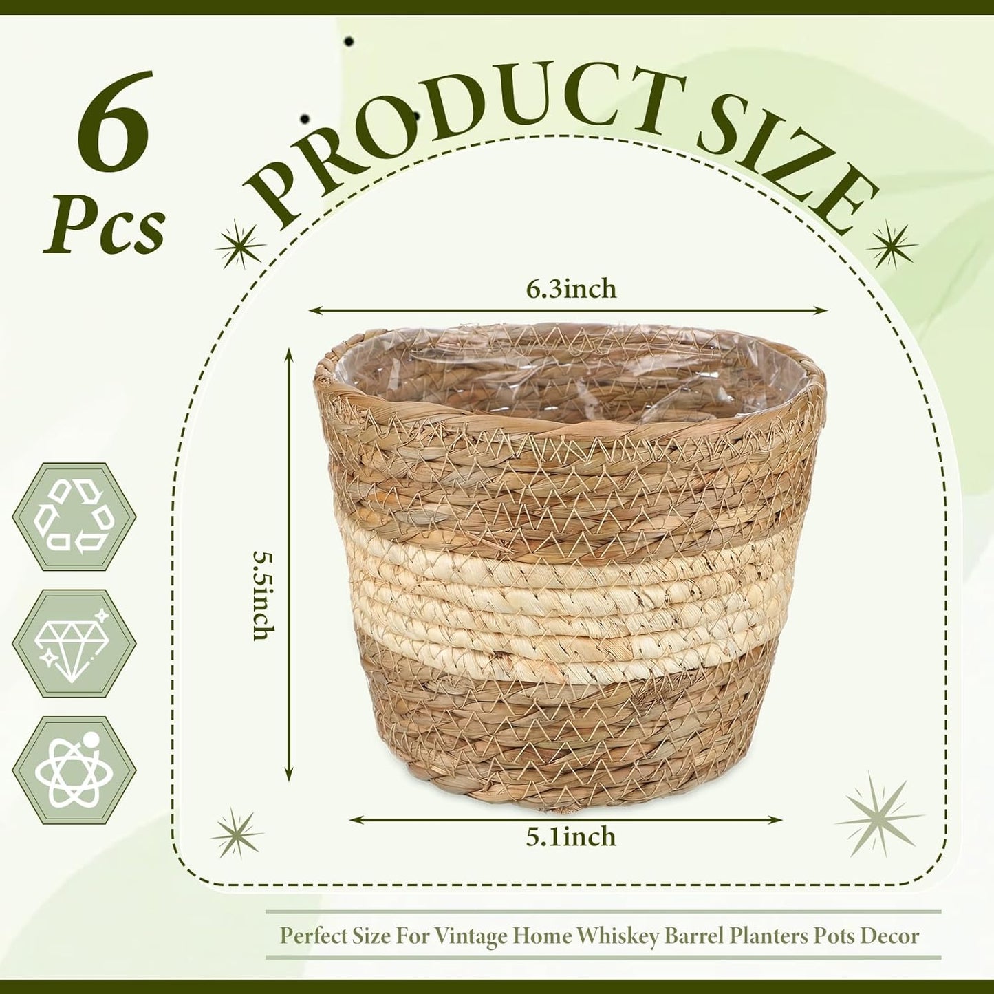Wicker Plant Basket Bulk / Small / Bohemian / Set of 6