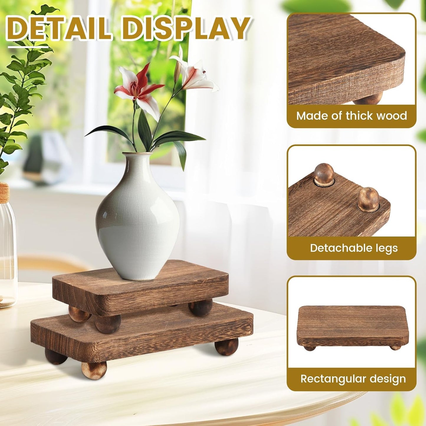 Square Wood Pedestal Stand / Set of 3