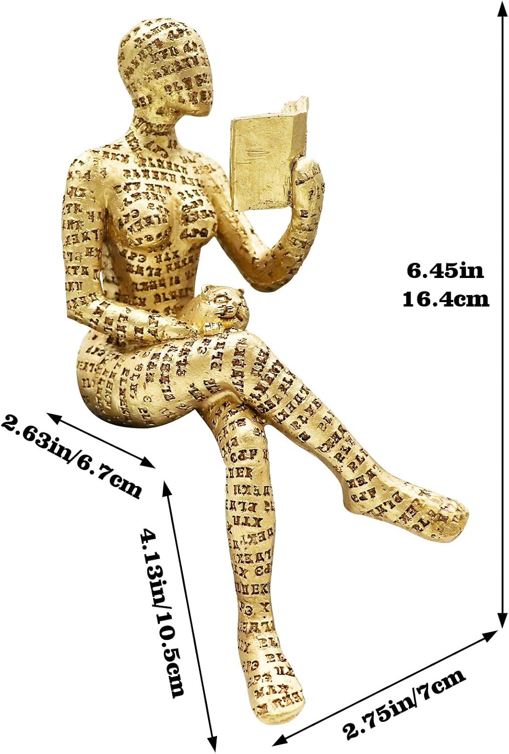 Thinker Statue / Reading Women Figurine / D / Gold