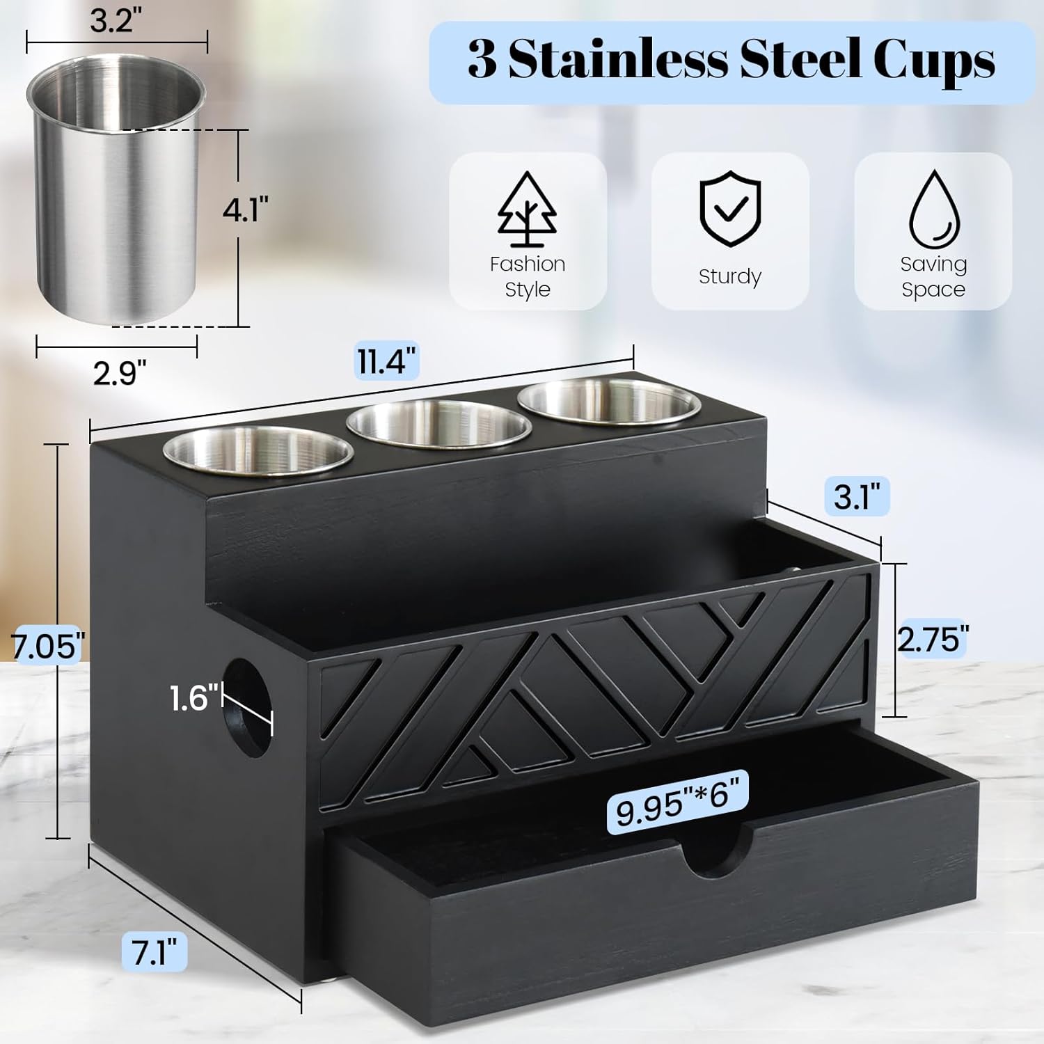 Hair Tool Organizer, Hair Dryer Holder with Drawer, Bathroom Countertop Organizer for Bathroom Accessories, Blow Dryer