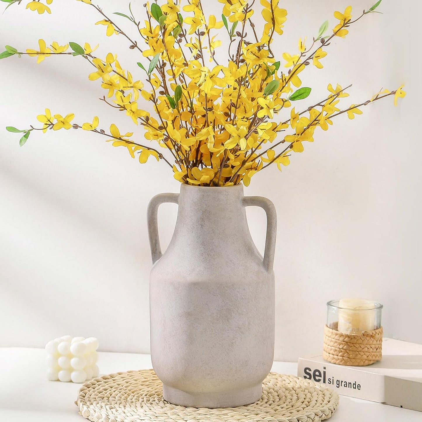 Ceramic Flower Vase / 11"h-antique / White / 11 Inch