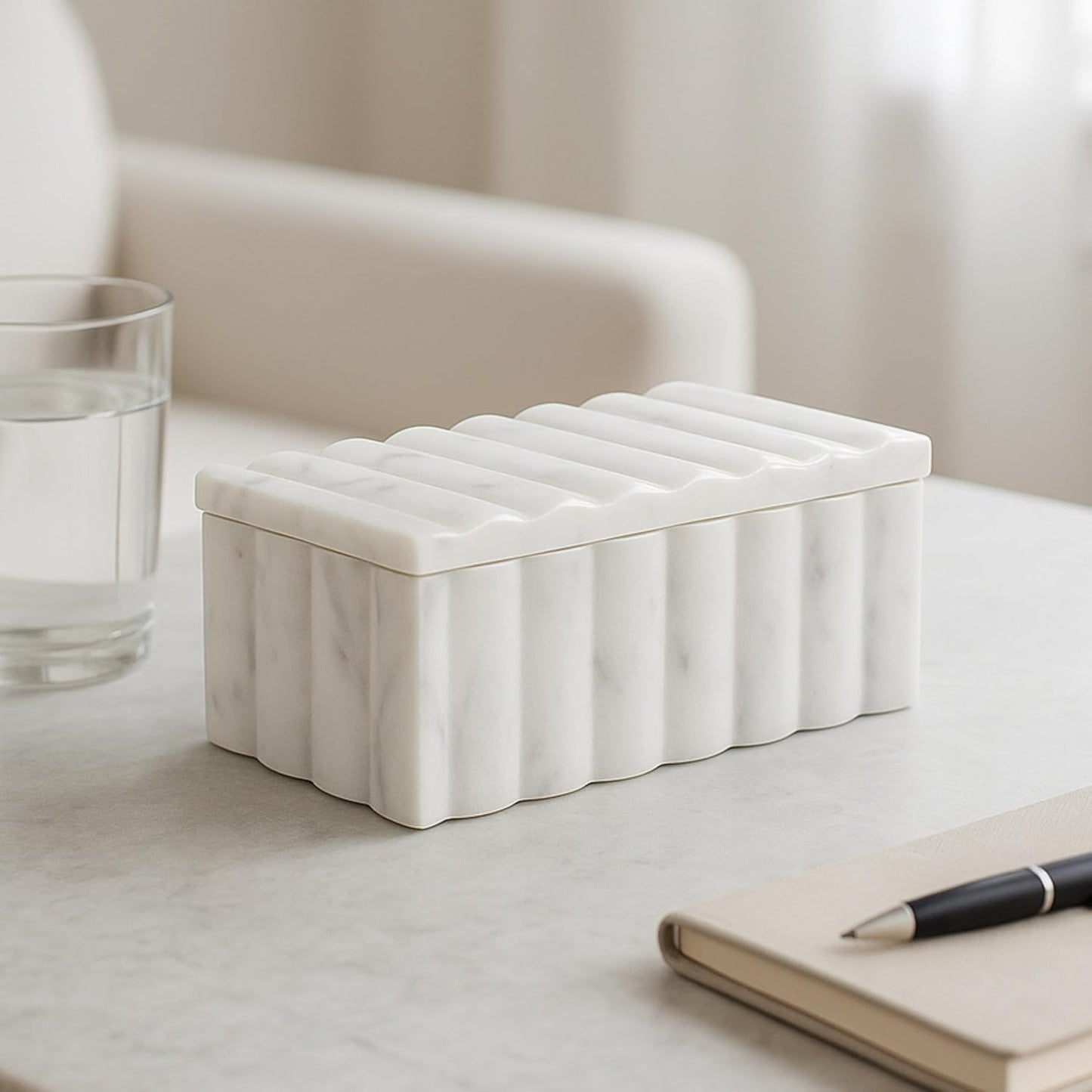 Sculpted Fluted Home Organizer Keepsake Boxes for Jewelry