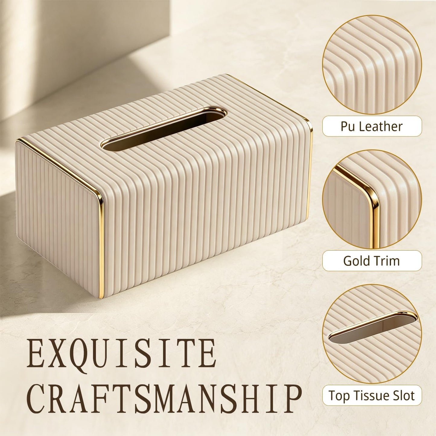 Tissues Holder / Apricot Tissue Box Cover / Beige / Rectangle