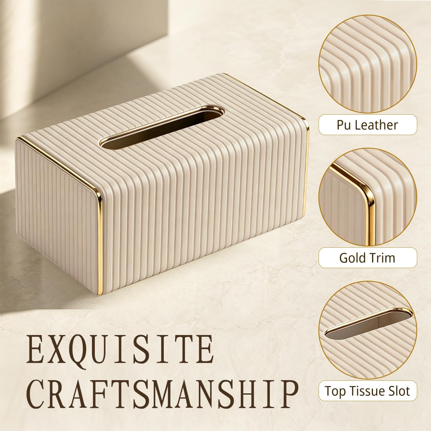Tissues Holder / Apricot Tissue Box Cover / Beige / Rectangle