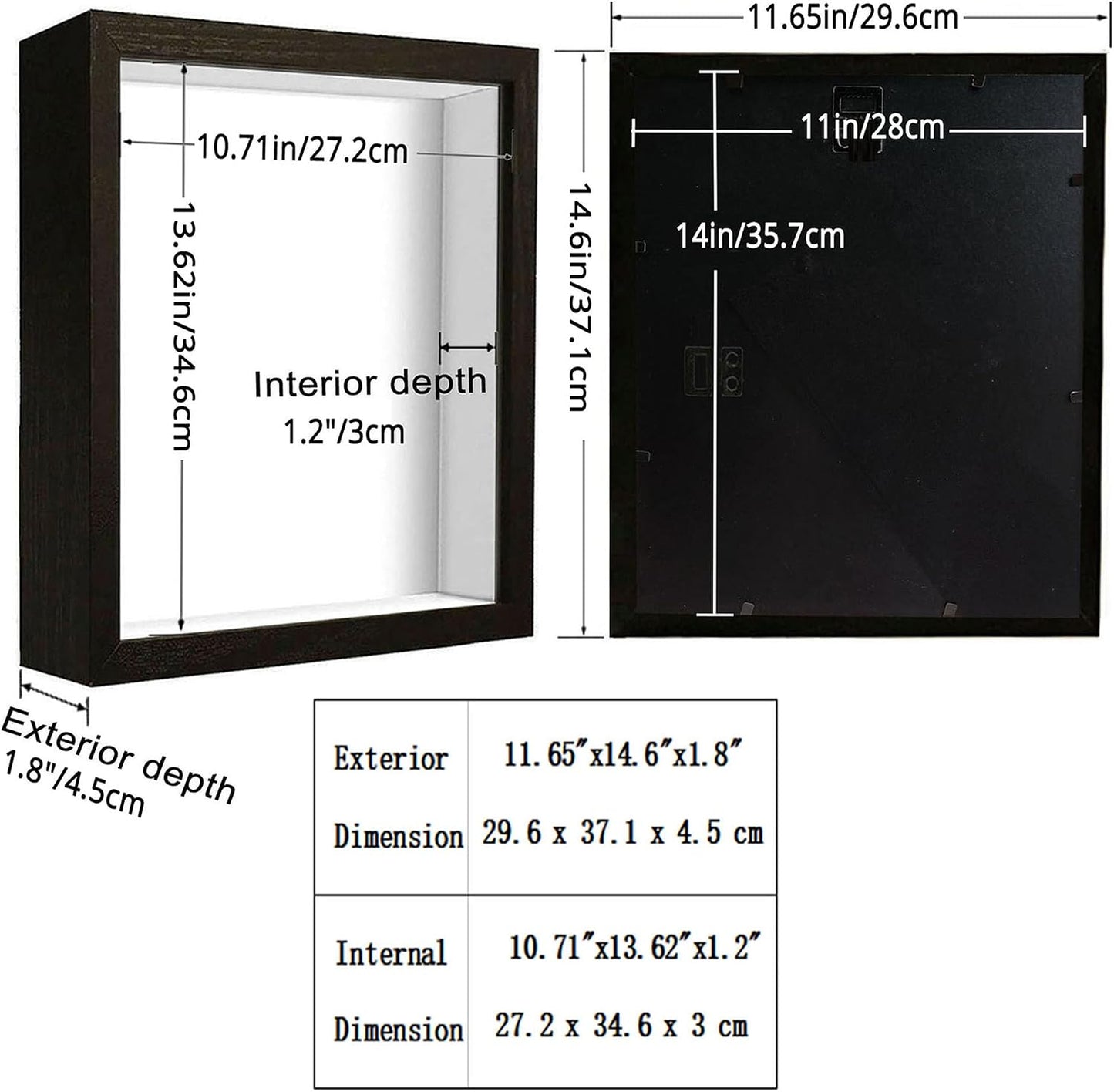 3 Pack 11x14 Shadow Box Frame 3D Picture Frame Acrylic Shadow BoxesDisplay Case Box for Memorabilia, Crafts, Tickets