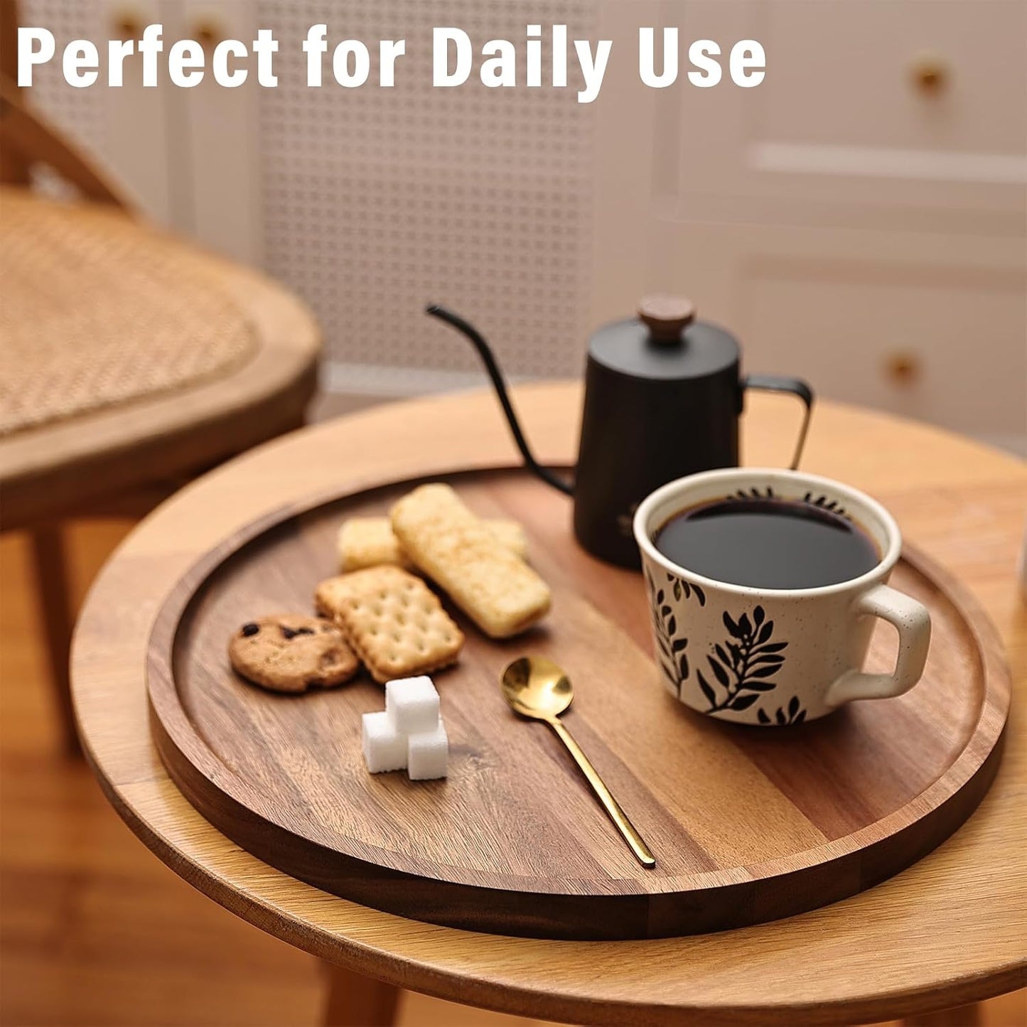 Round Wooden Serving Tray / Natural / 11 Inch / Set of 11