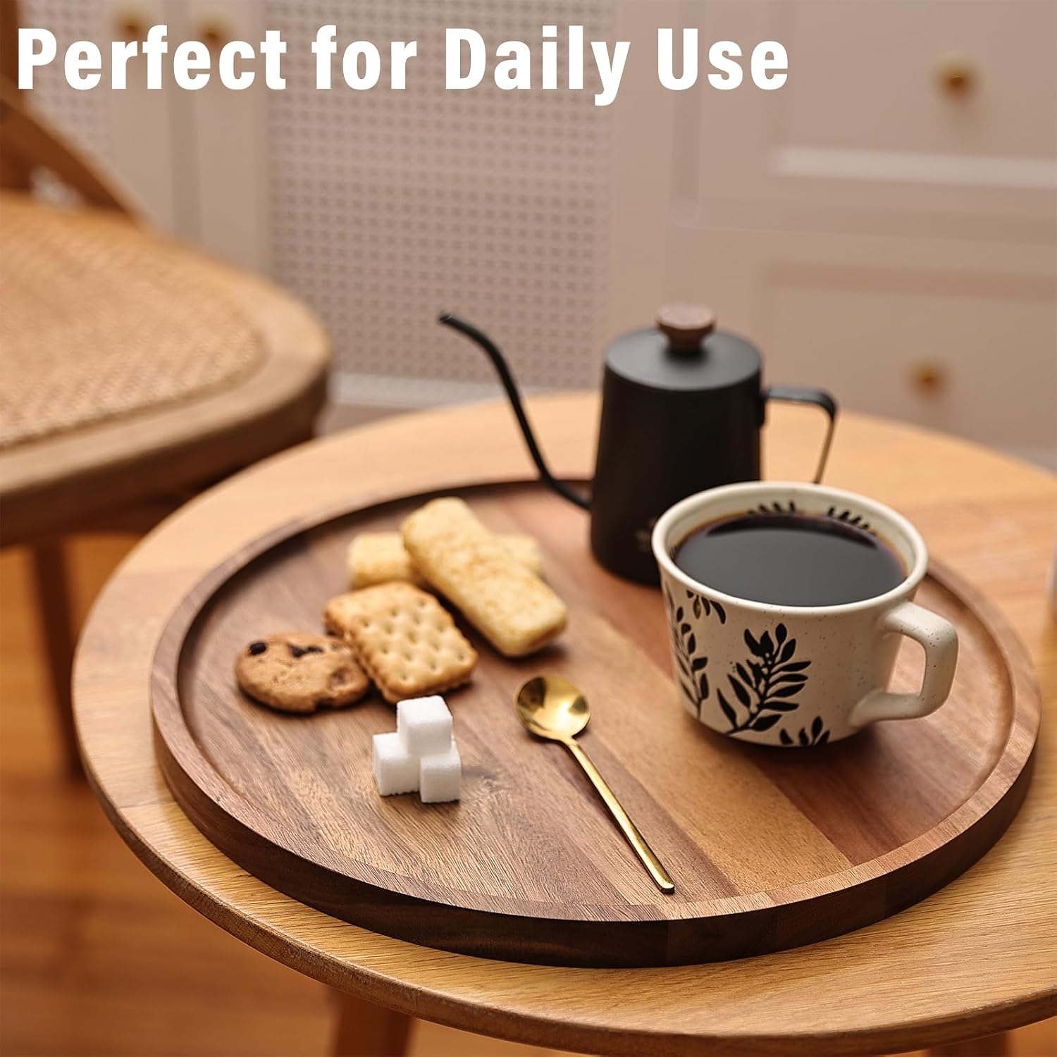 Round Wooden Serving Tray / Natural / 11 Inch / Set of 11