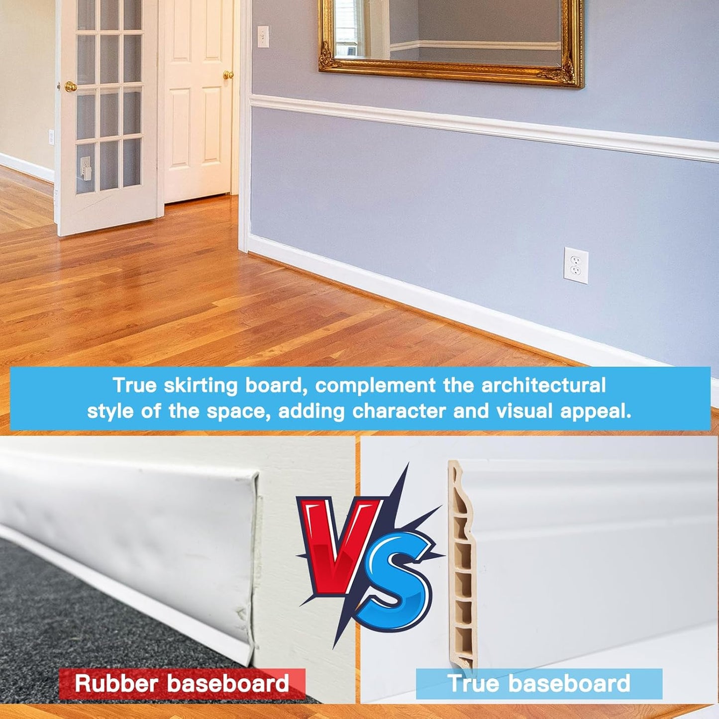 Wall Baseboard Molding Trim of in. / White-1 / 56 x 3.2 / Set of 8