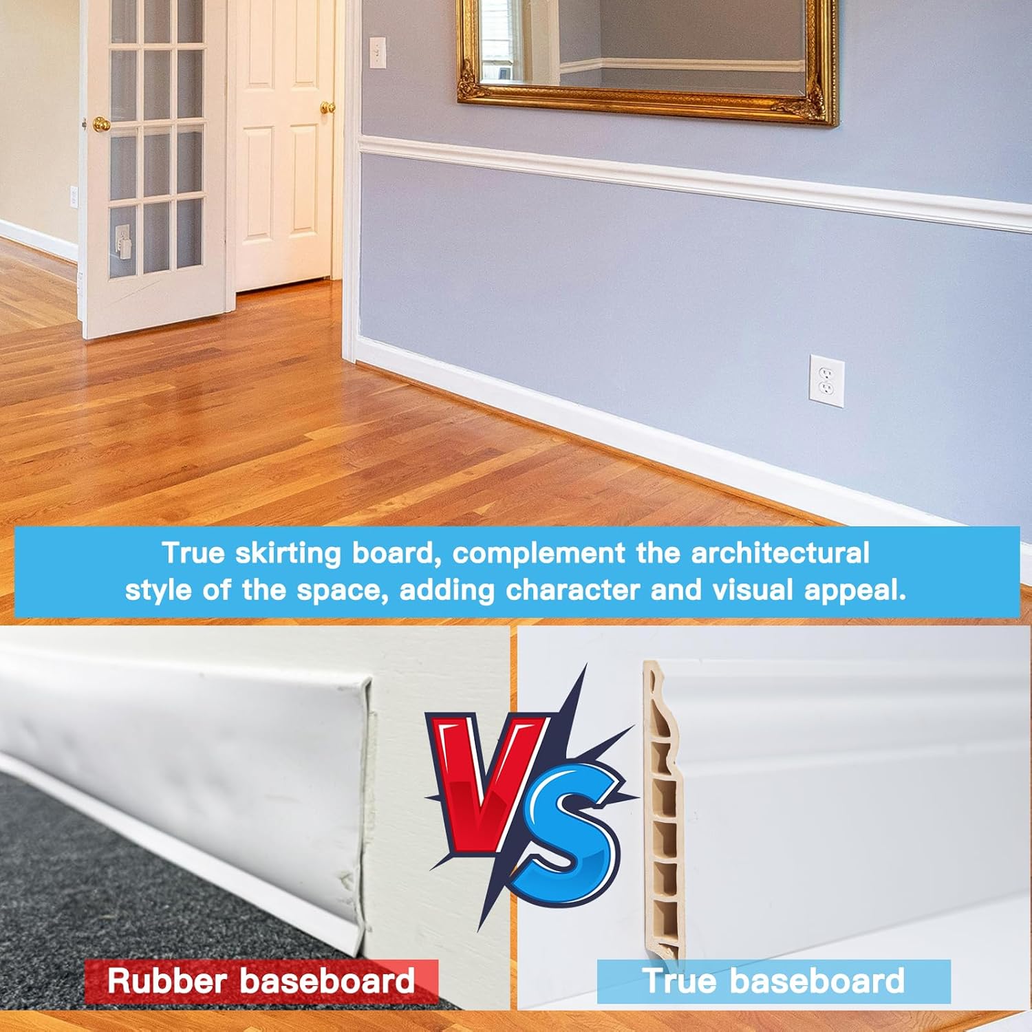 Wall Baseboard Molding Trim of in. / White-1 / 56 x 3.2 / Set of 8