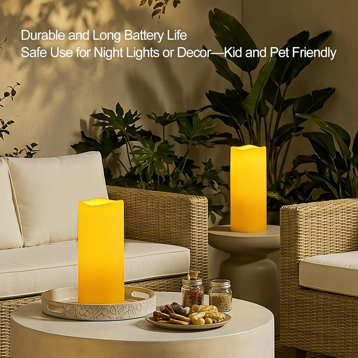 Amagic 12"x5" Large Waterproof Outdoor Flameless Candles with Remote Timer | Battery Operated Electric Fake Candle with