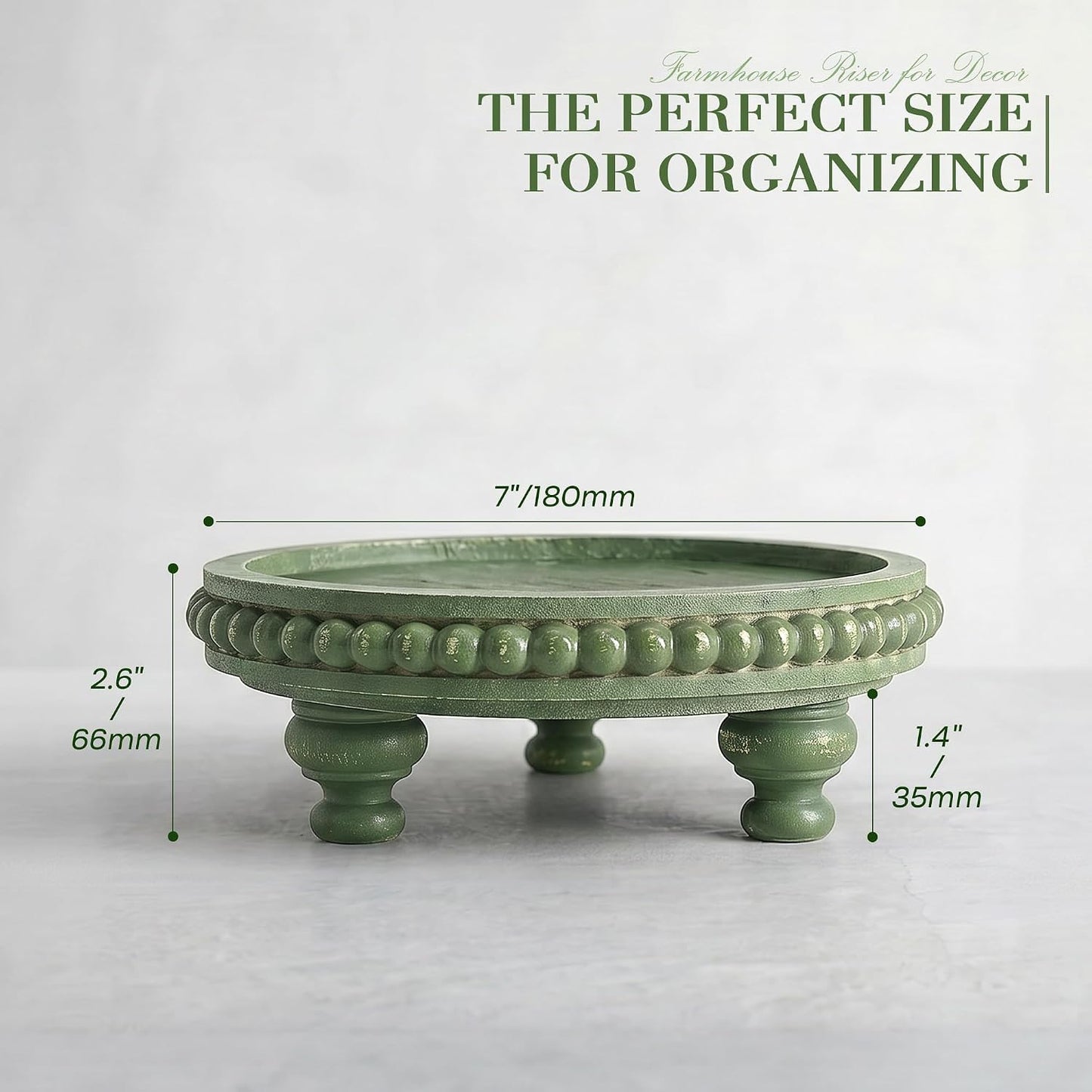Wood Riser for Small Plant / Green