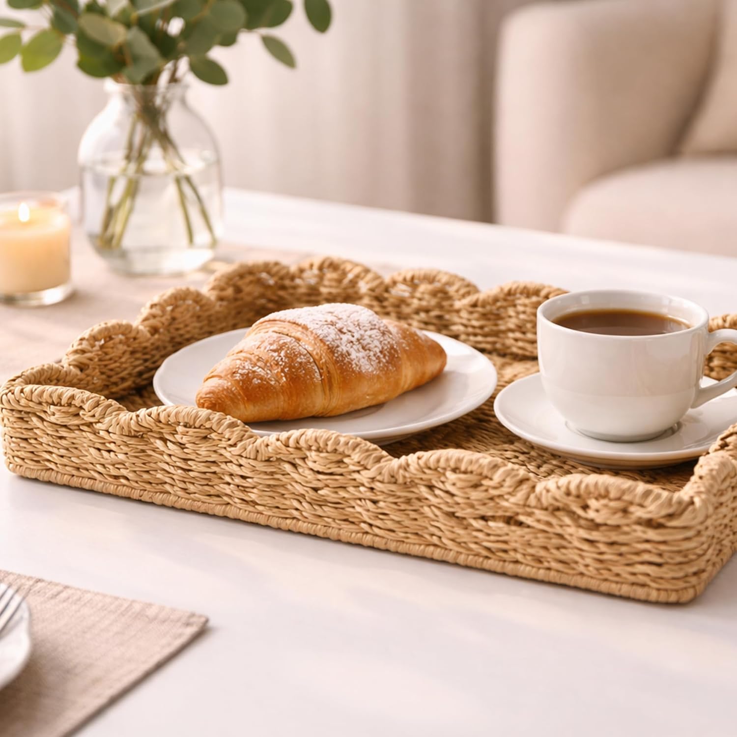 Handwoven Seagrass Rattan Tray / SAS00076-UPC / 10 x 2 x 15