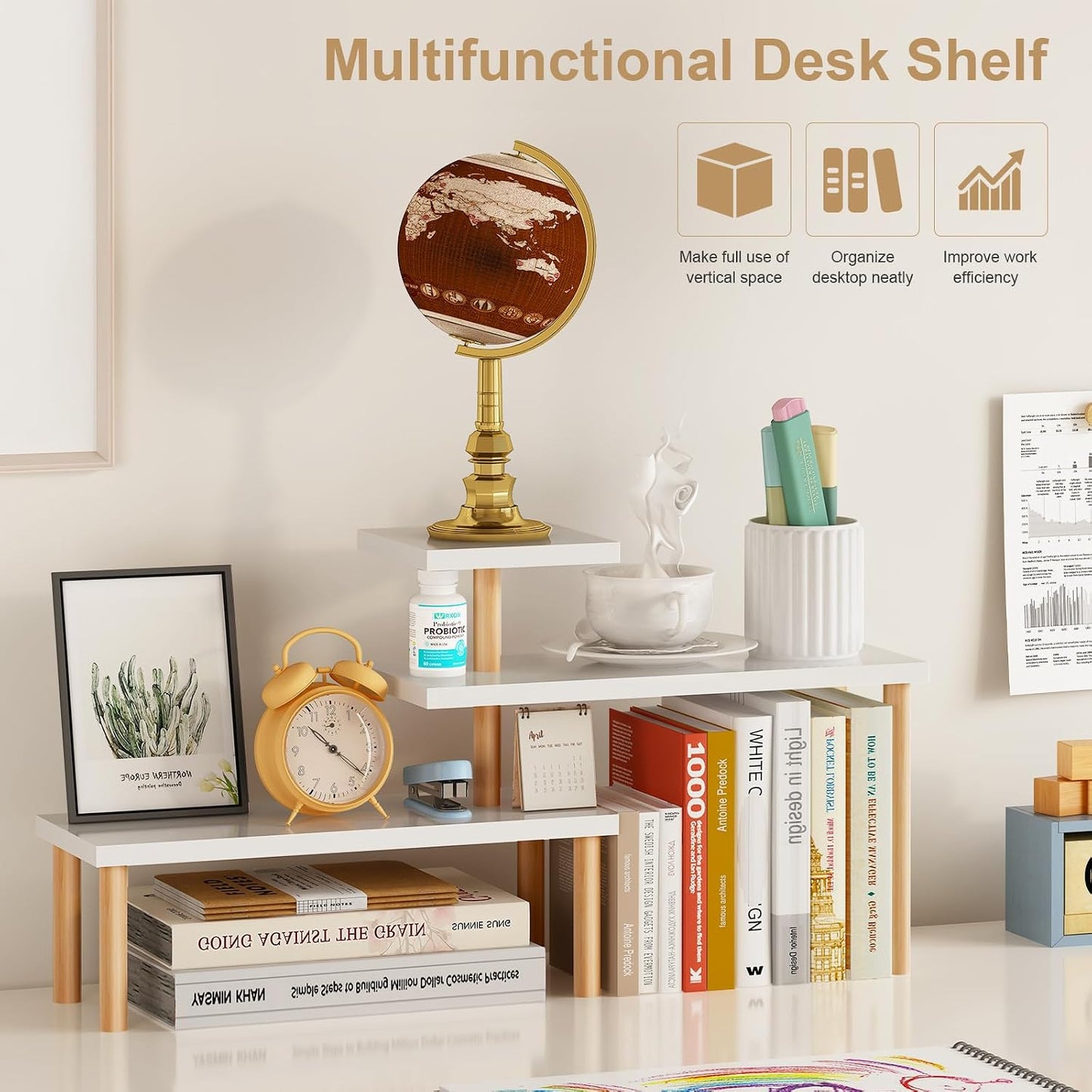 Small Plant Stand Shelf ,3 Tiers Wood Long Desktop Flower Pot Holder | Plant Shel for Window Sill,Table ,Countertop