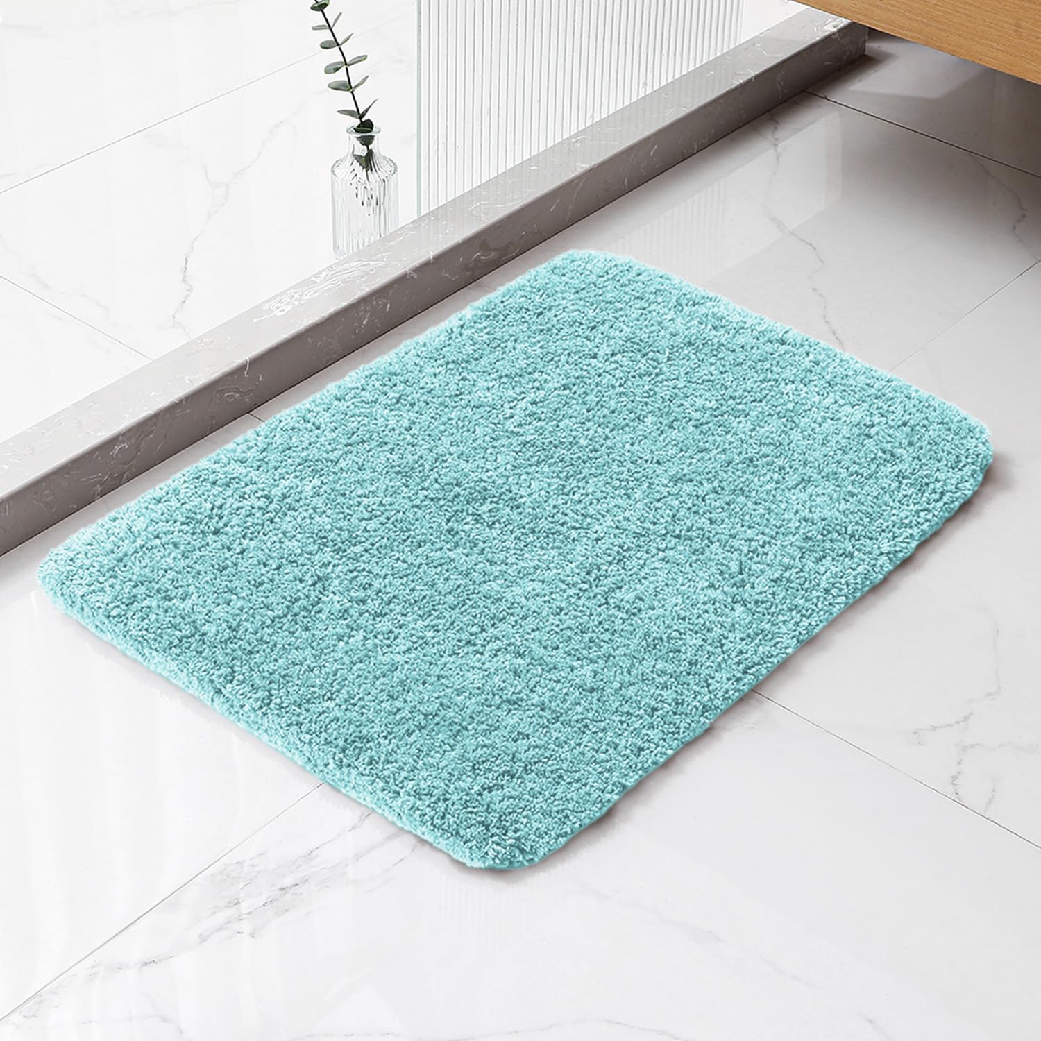 Hazo Haus Mint Green Washable Bathroom Rug - 2x4 Small Kitchen Rugs for Front Door Indoor Entrance, Low Pile Stain