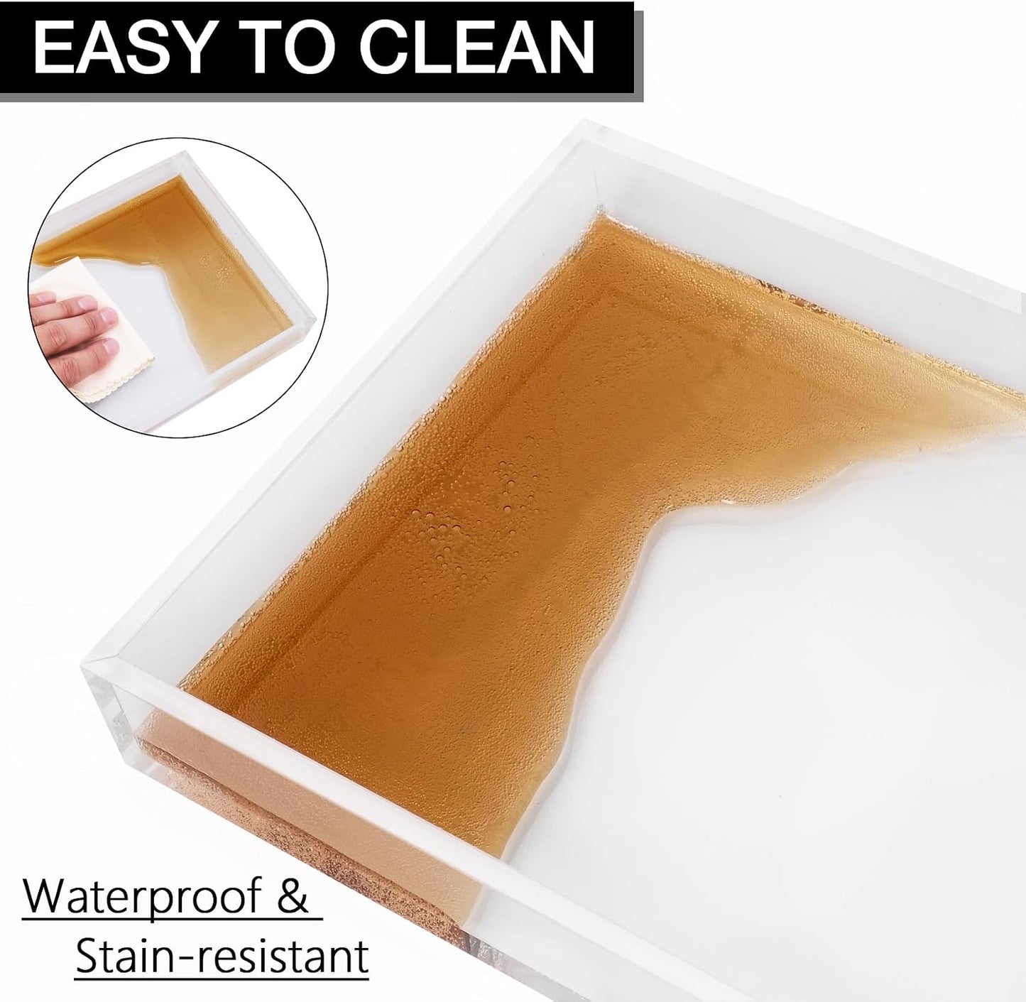 Acrylic Tray 5mm Thicken for Vanity Makeup / Clear / 12 x 6 x 1.2