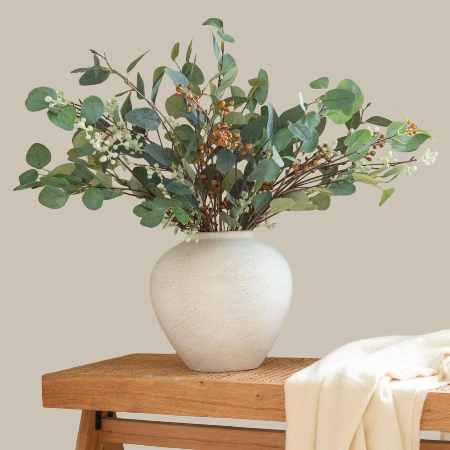 Contemporary Farmhouse Decorative Flowers Iron / Brushed Round Large