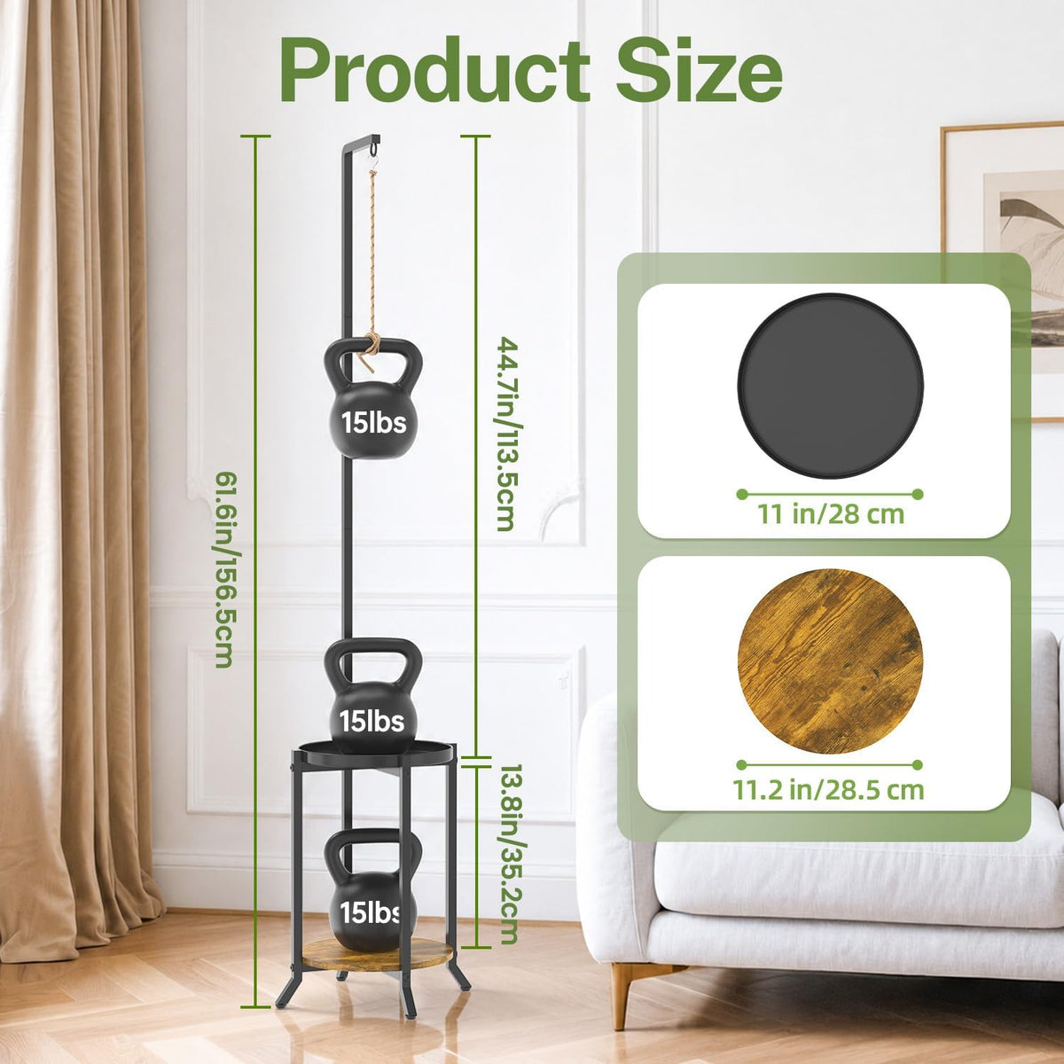 iDavosic.ly Hanging Plant Stand Indoor, 2 Tier, 60 In Tall, Black & Brown | Vertical Corner Metal Flower Shelf with