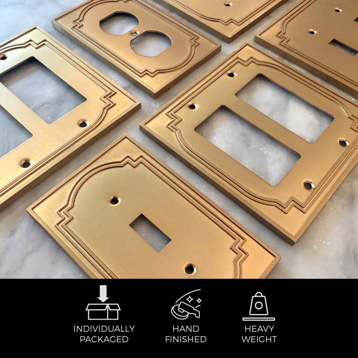 Rio Salto Gold Decorative Light Switch Cover Plate 4 Pack Rocker Switch Plate Decorator Paddle GFCI Metal Wall Plates —