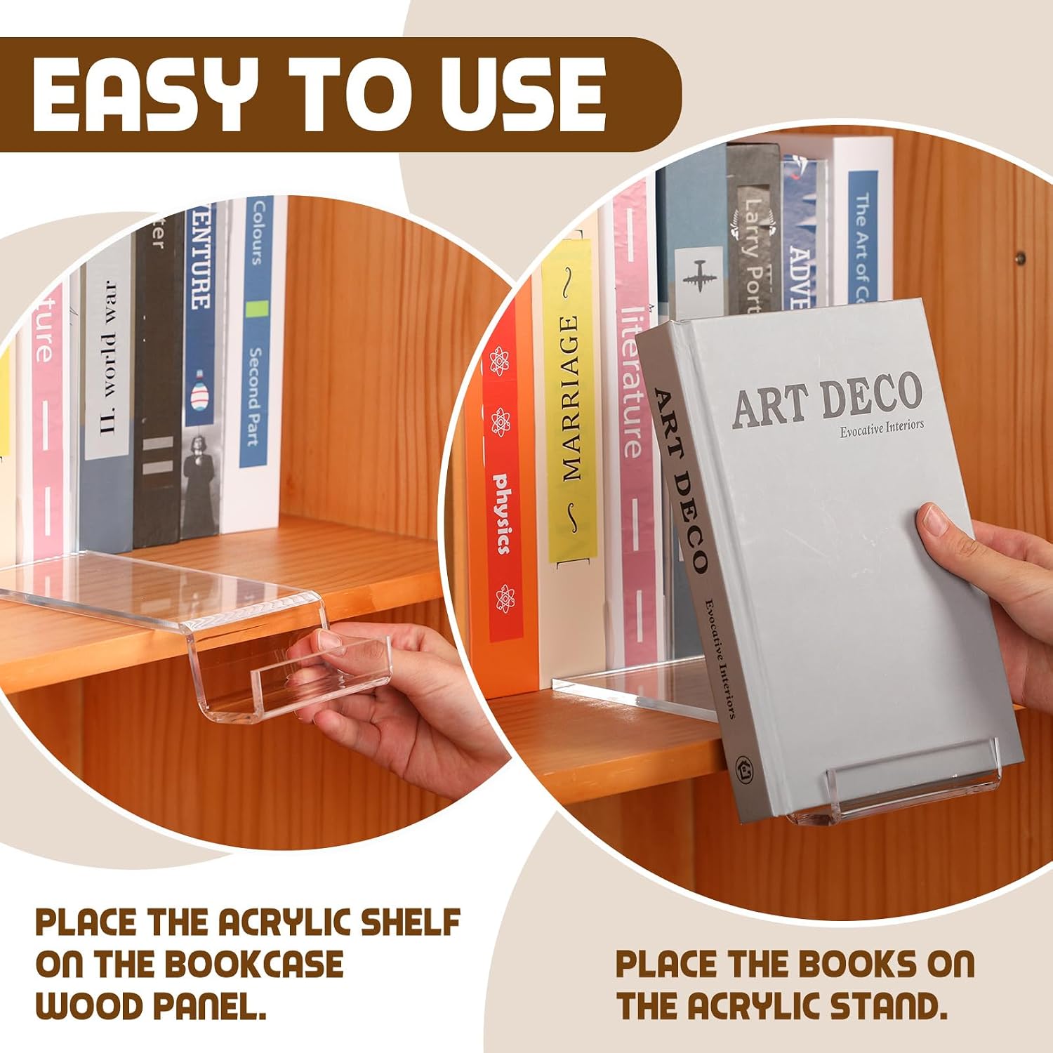 Acrylic Book Stand for Display Bookcase Bookshelf Display Holder Easel Collector / Clear / Set of 4