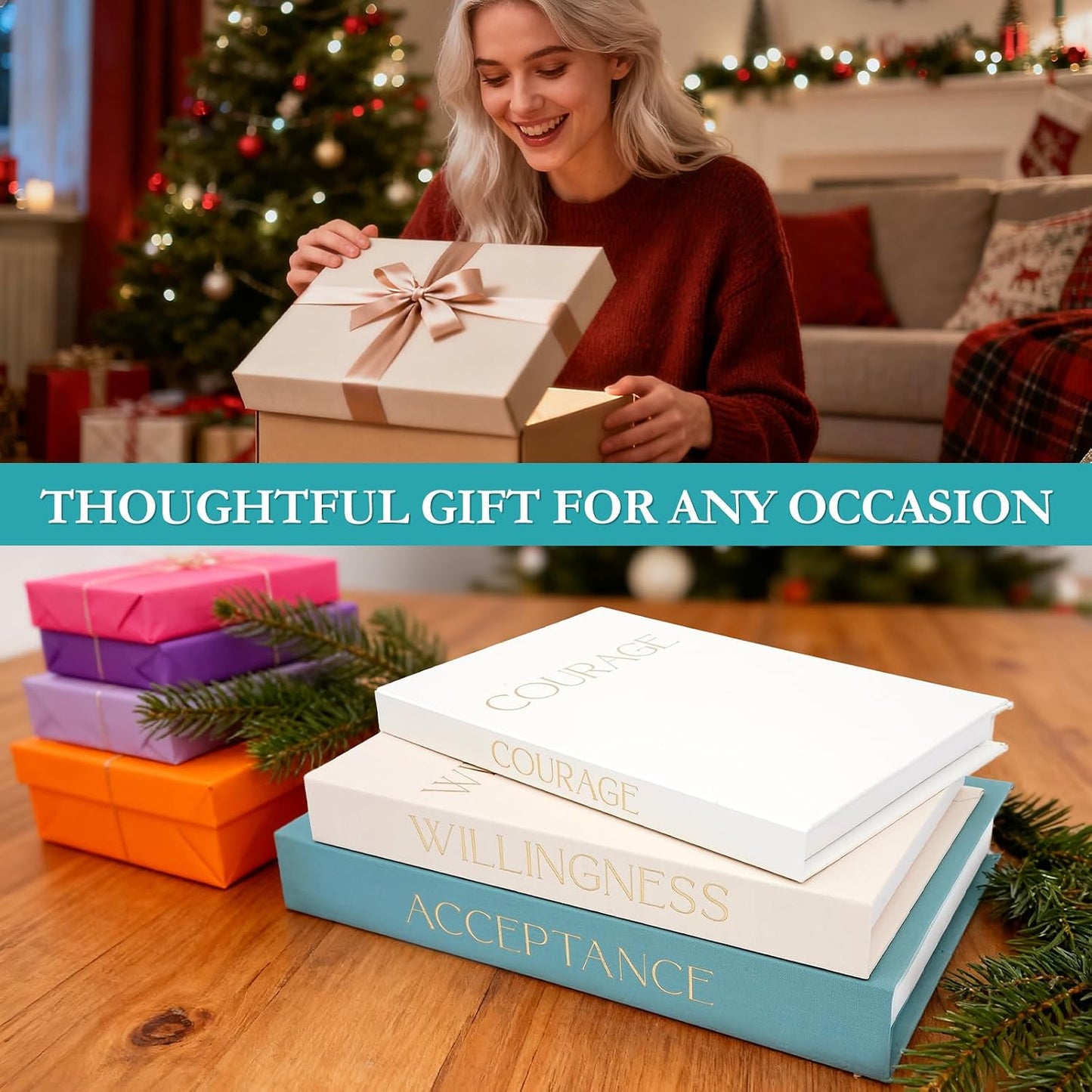 3 Hollow Linen Faux Books