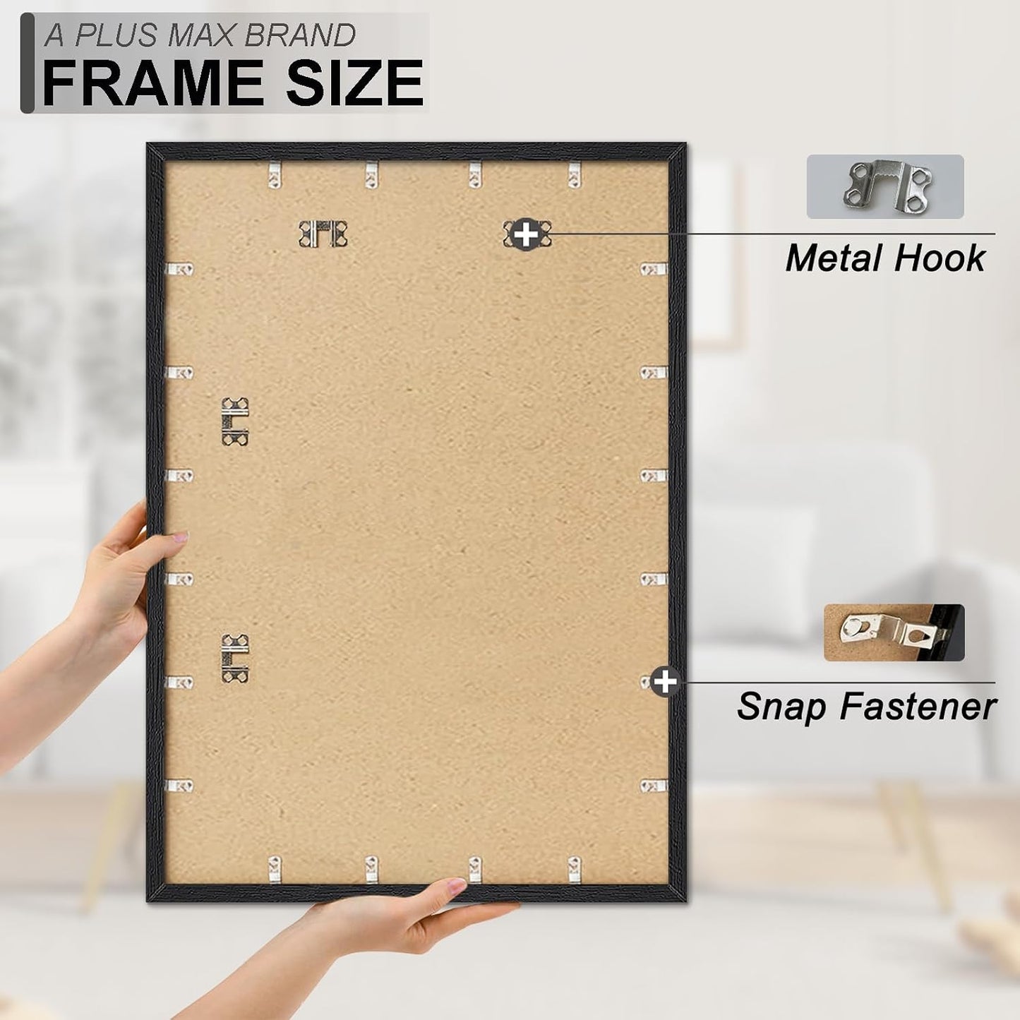 A PLUS MAX 28x40 Picture Frame Black Light Weight Wall Mount | 28 x 40 Inch Black Wood-grain Engineered Wood Material
