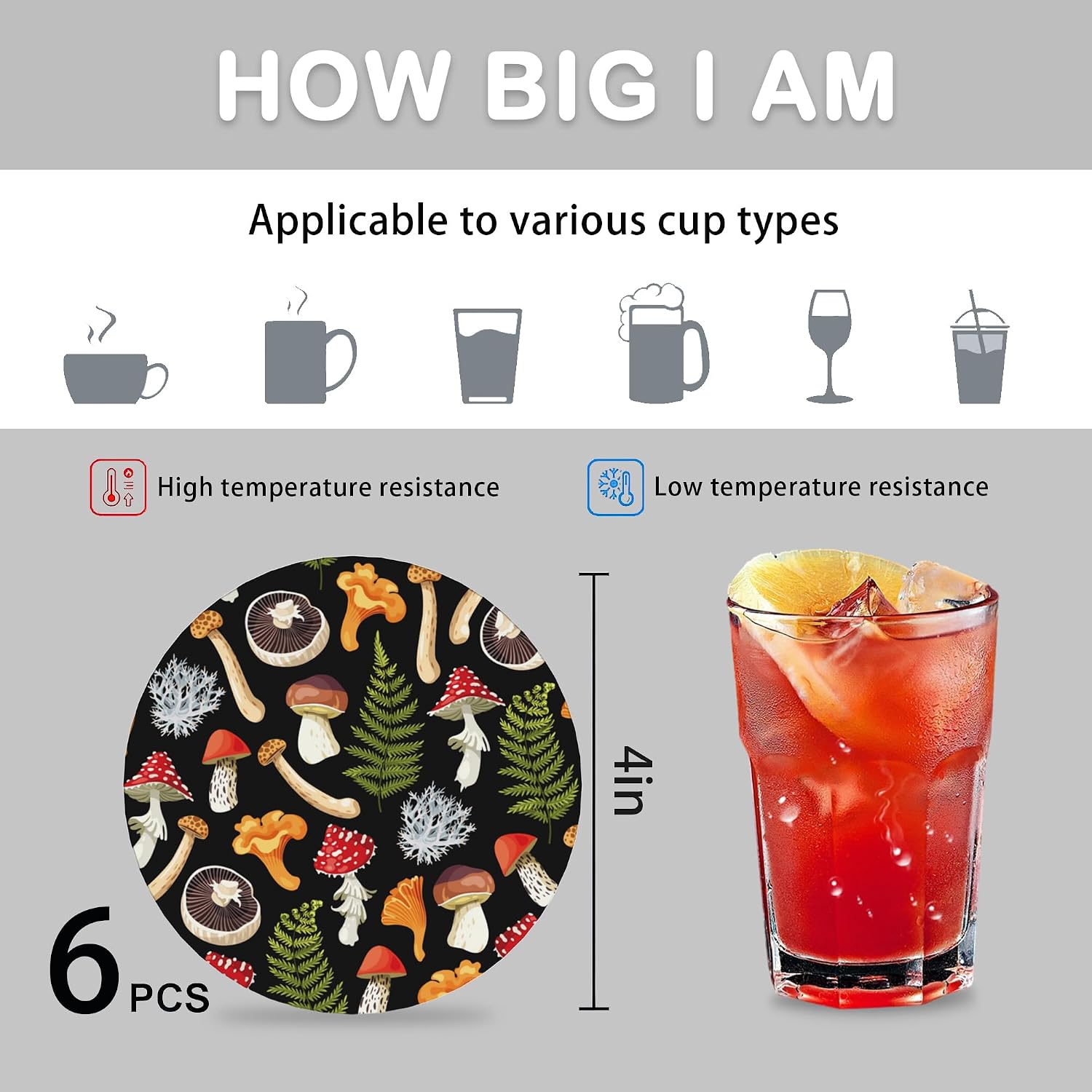 Holder / Mushrooms Coasters for Drinks Absorbent / Mushrooms,spring Leaves