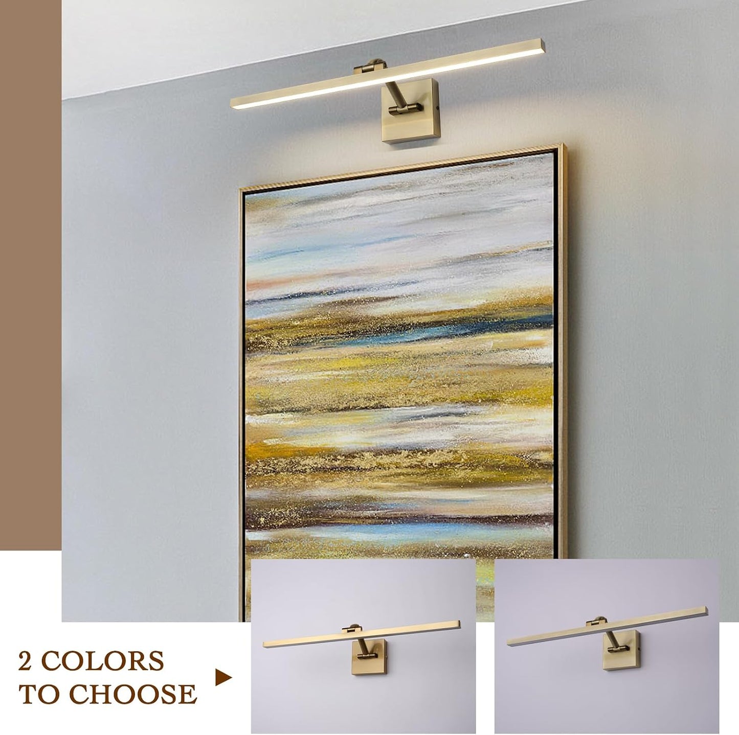 LED Modern Dimmable Picture Lights for Wall 23.62 Inch Hard-Wired Picture Frame Lights for Paintings Gallery Light with