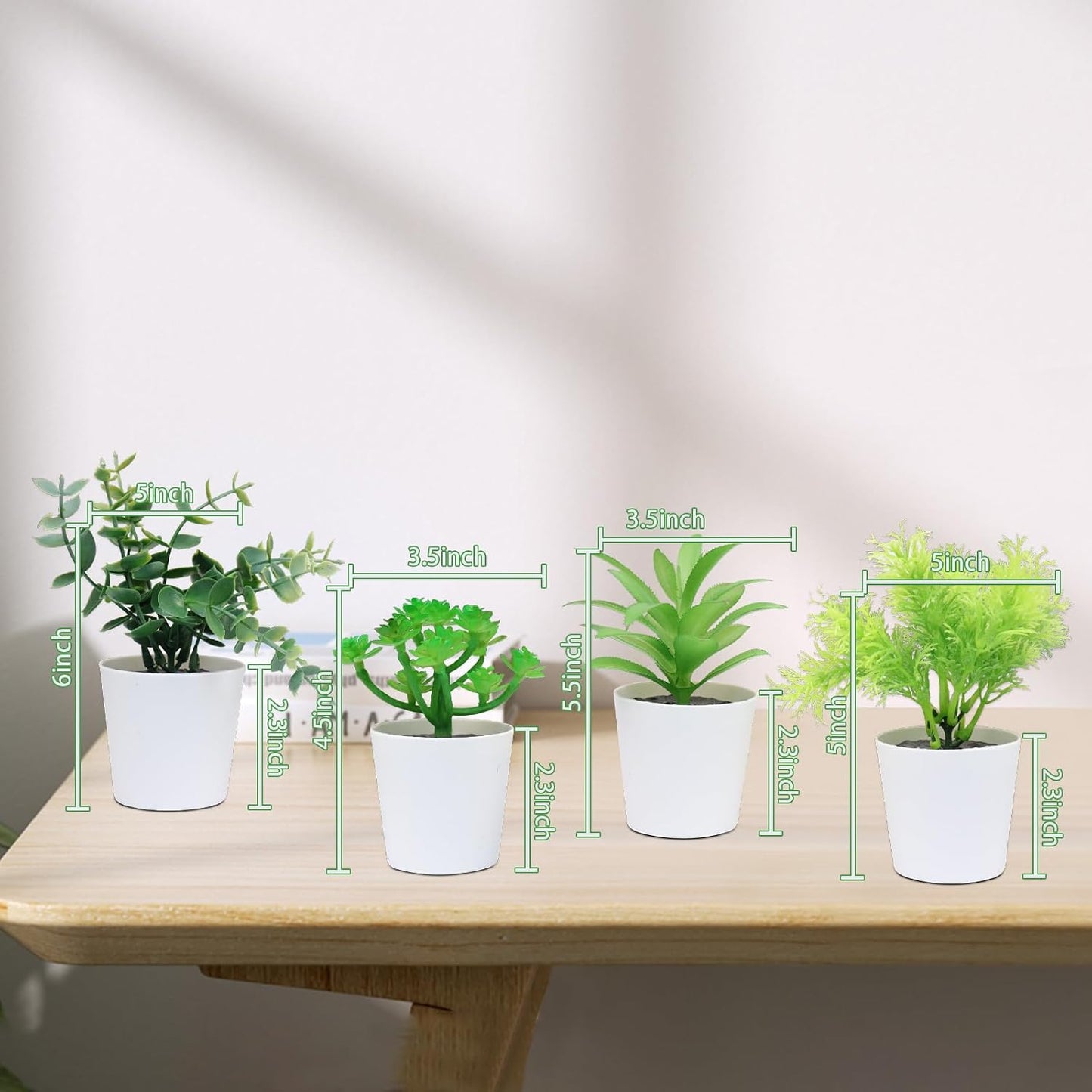 Artificial Plants Indoor / Lime Green / Set of 4