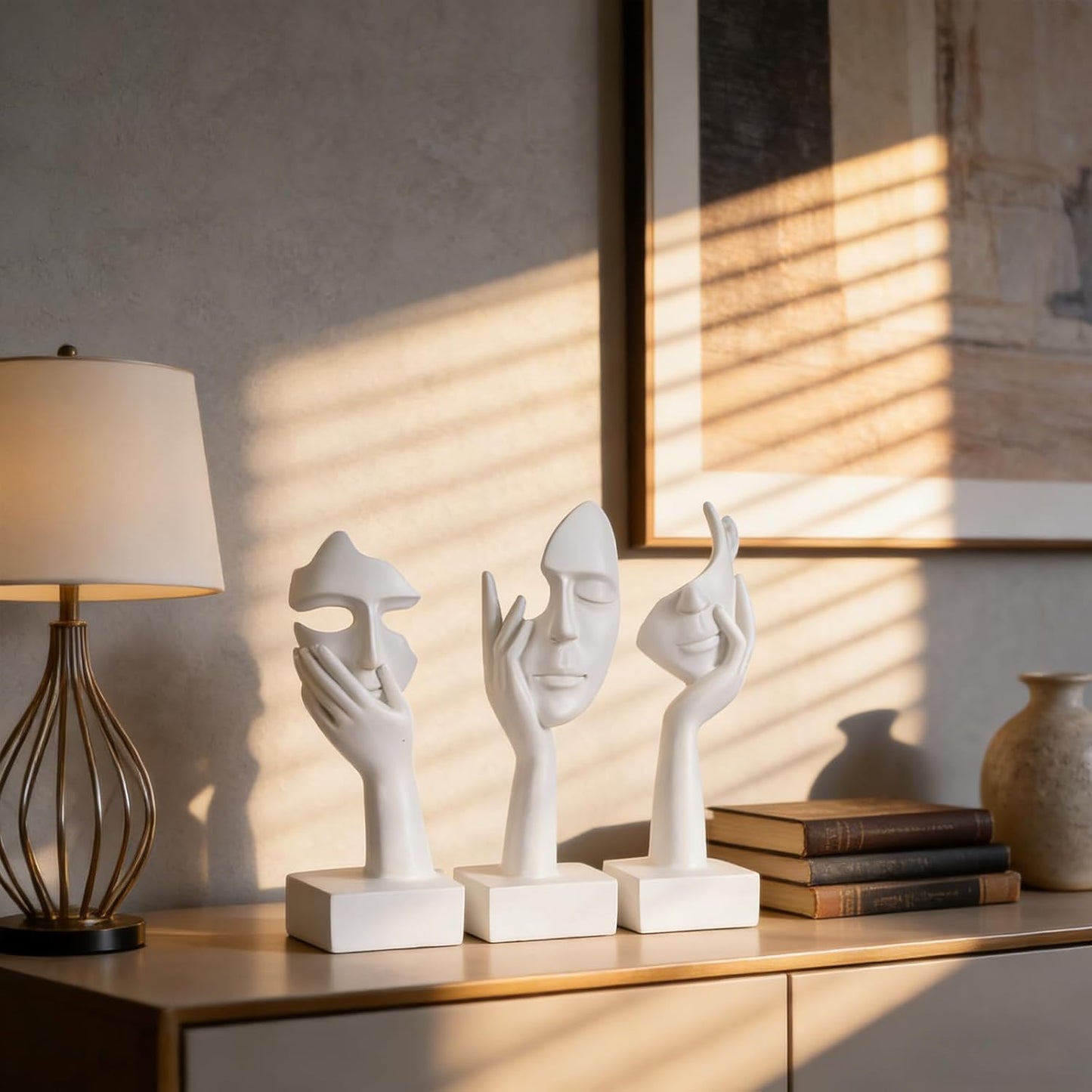 Thinker Large Statue Set / White / Set of 9