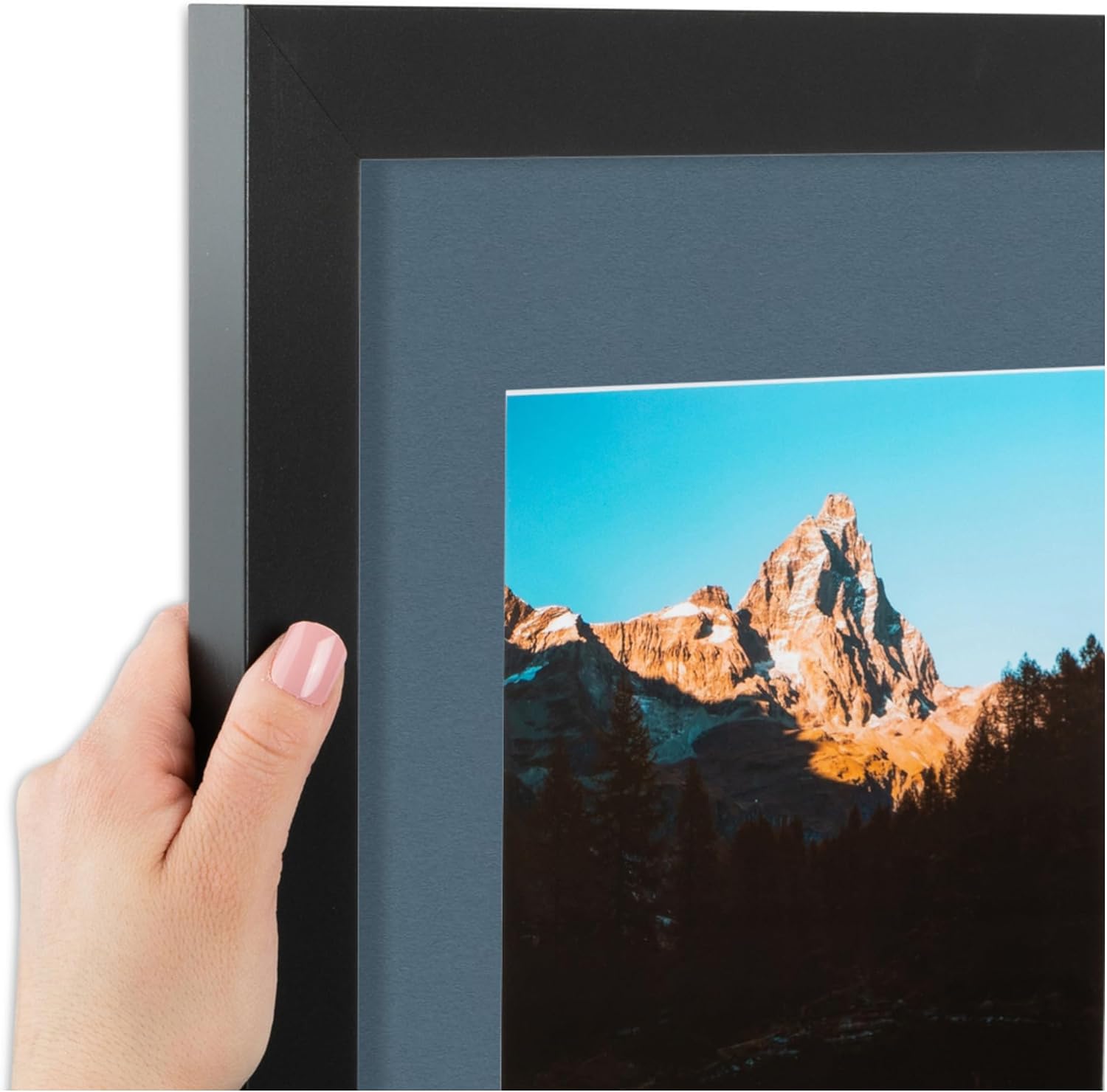 ArtToFrames Collage Picture Frame 3 Opening 3-5x7 Photo Frame | Made in USA | Black Frame Dutch Blue and Black Mats